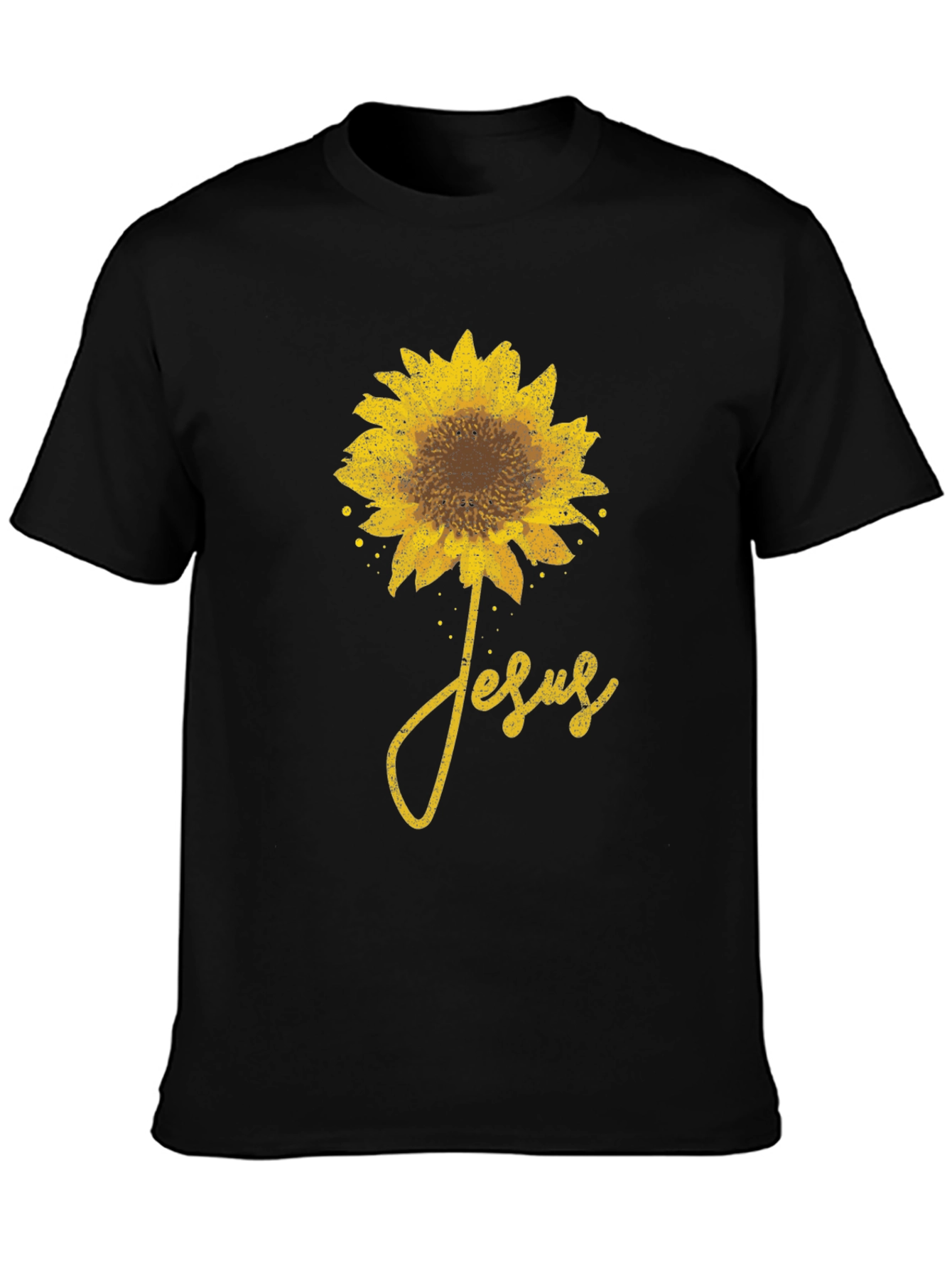 Black Sunflower Jesus Graphic T-Shirt view 3