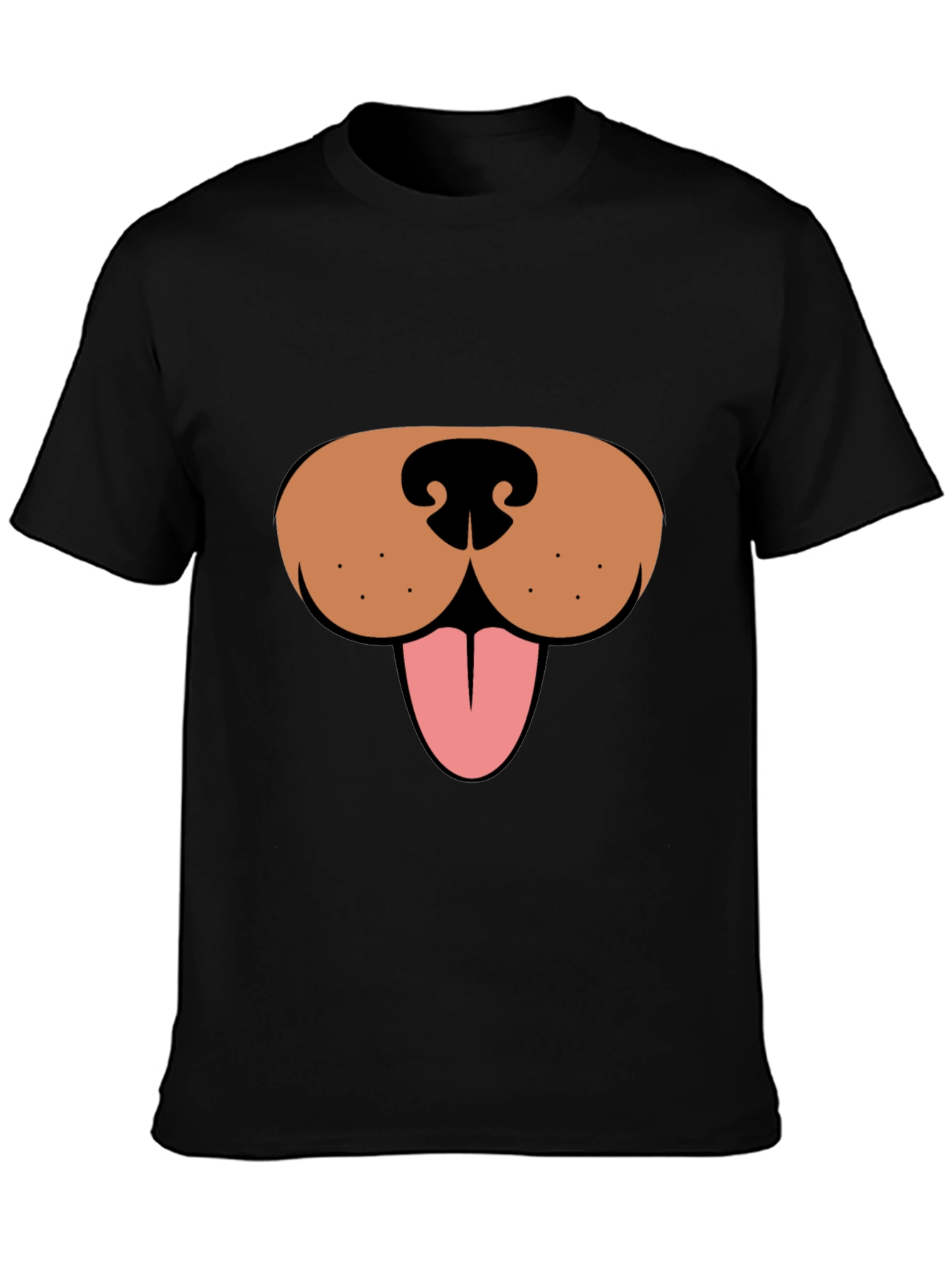 Black Funny Dog Face Graphic Tee - Black Casual T-Shirt view 3