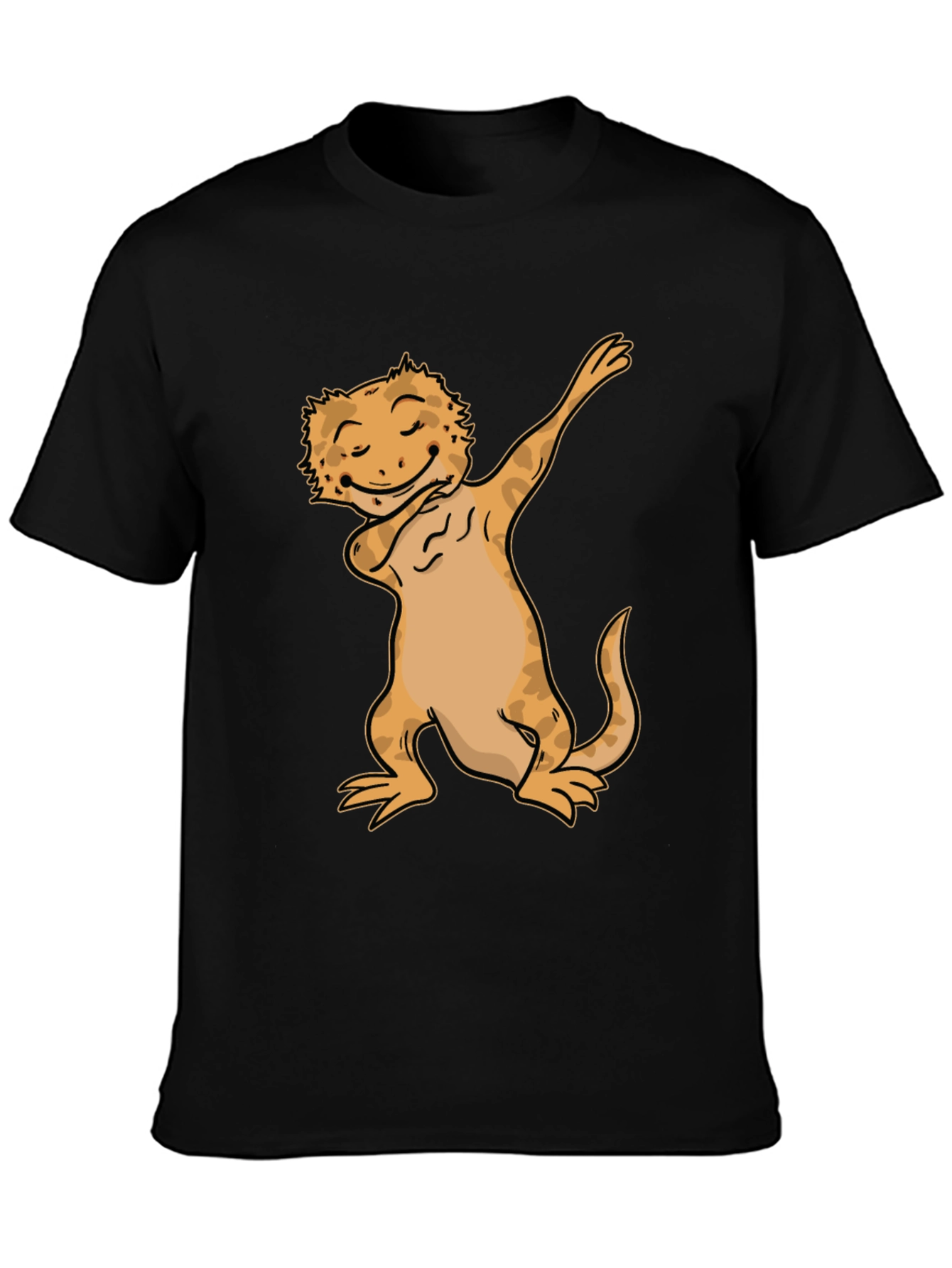 Black Dabbing Bearded Dragon Black T-Shirt view 3