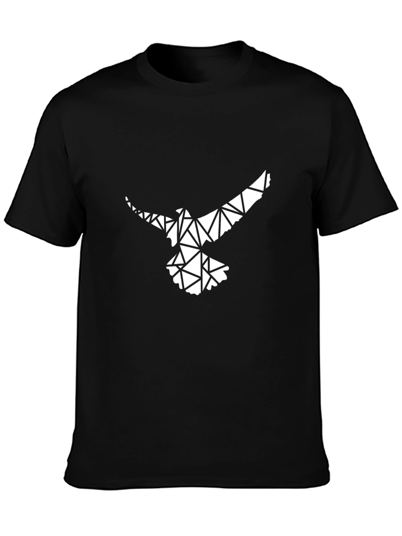 Black Geometric Bird Graphic Print T-Shirt - Black view 3