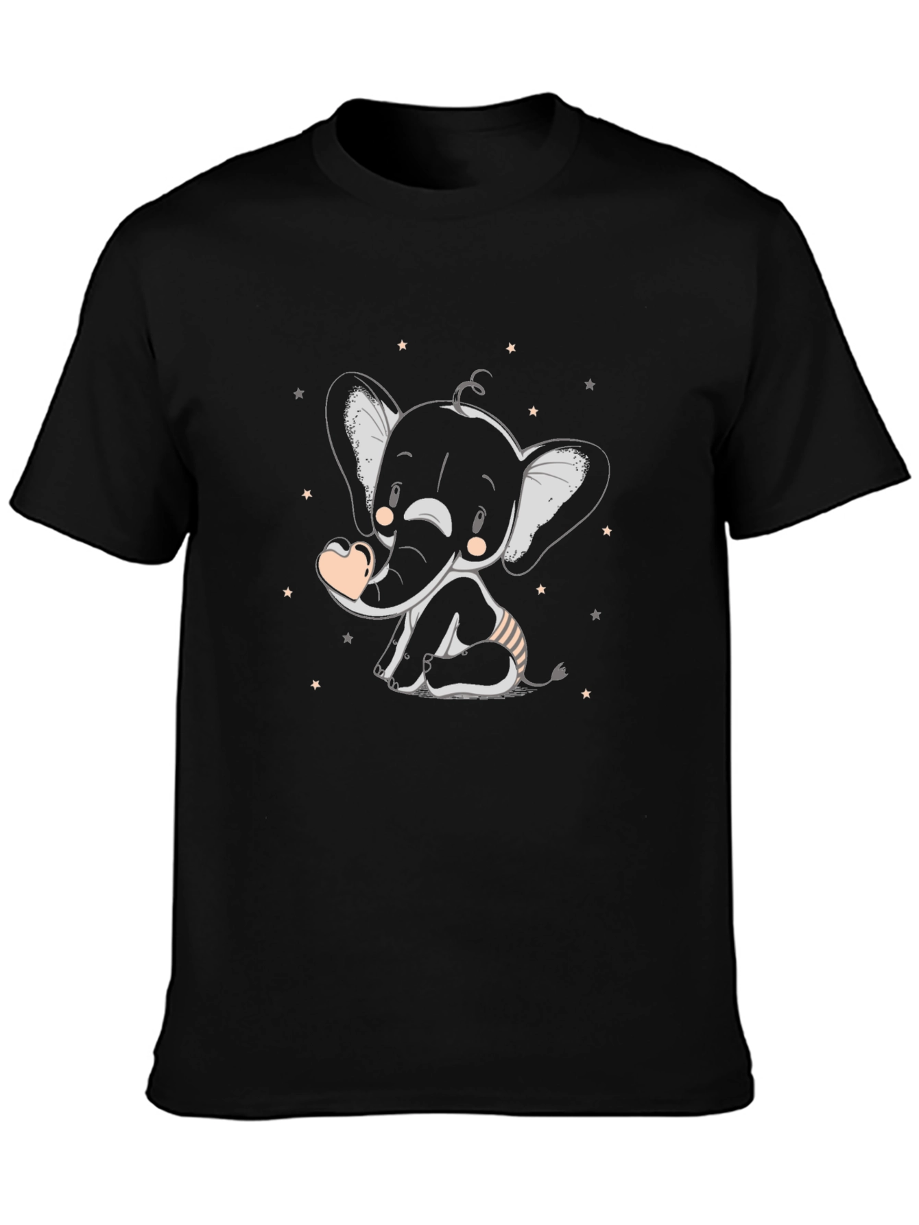 Black Cute Elephant Graphic Tee - Black view 3