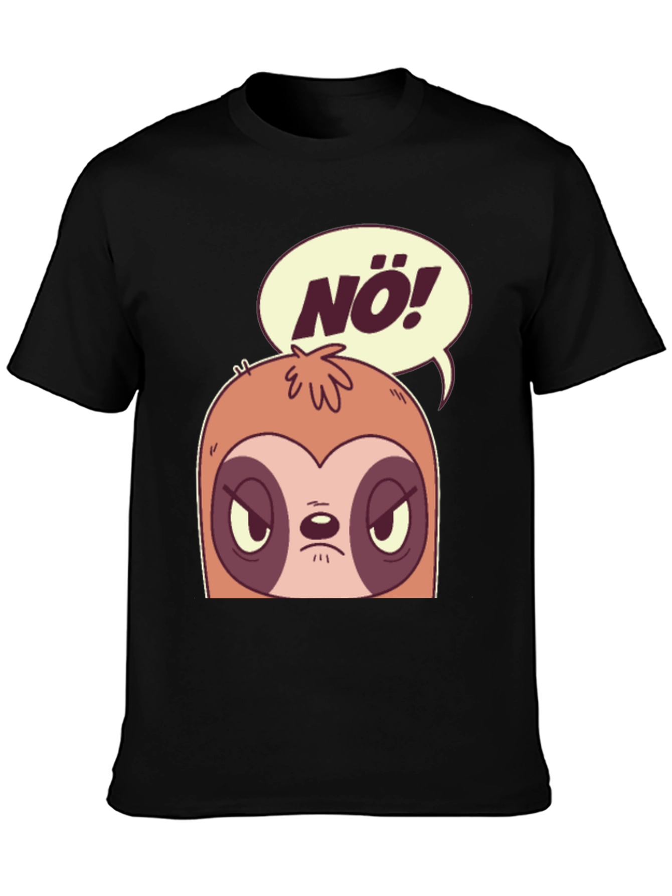 Black Nö Sloth Graphic Tee - Funny Novelty T-Shirt view 3