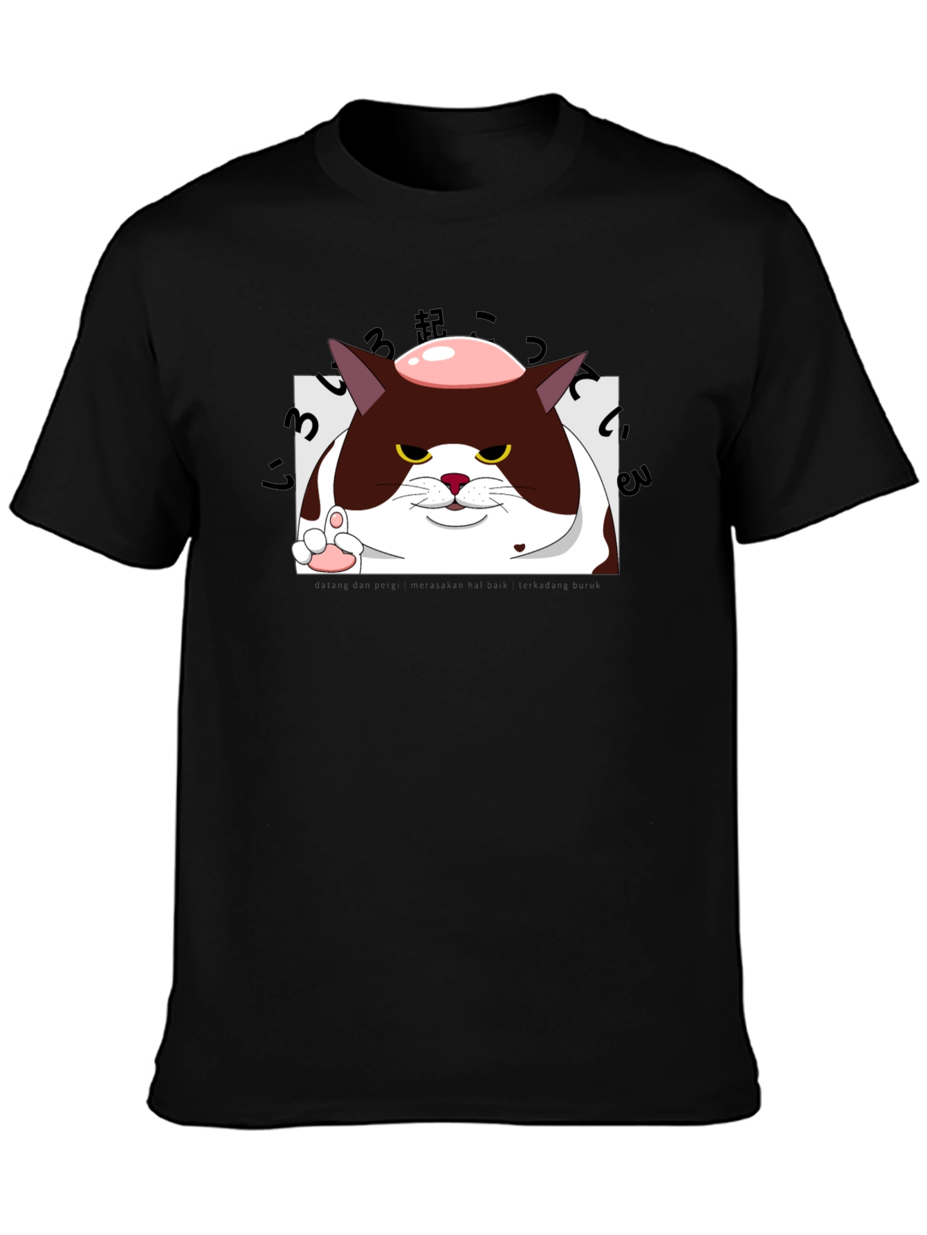 Black Grumpy Cat Pink Donut T-Shirt view 3