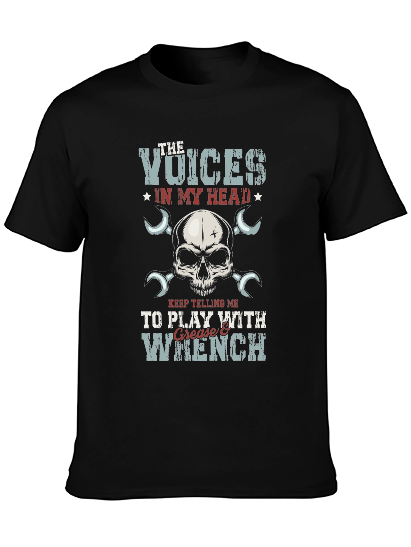 Black Voices in My Head T-Shirt: Grease & Wrench Design view 3