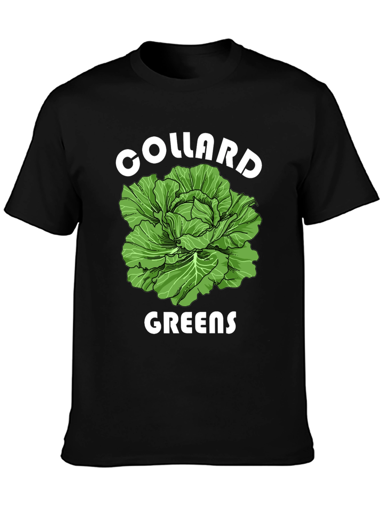 Black Collard Greens Graphic T-Shirt - Fresh Vegetable Tee view 3