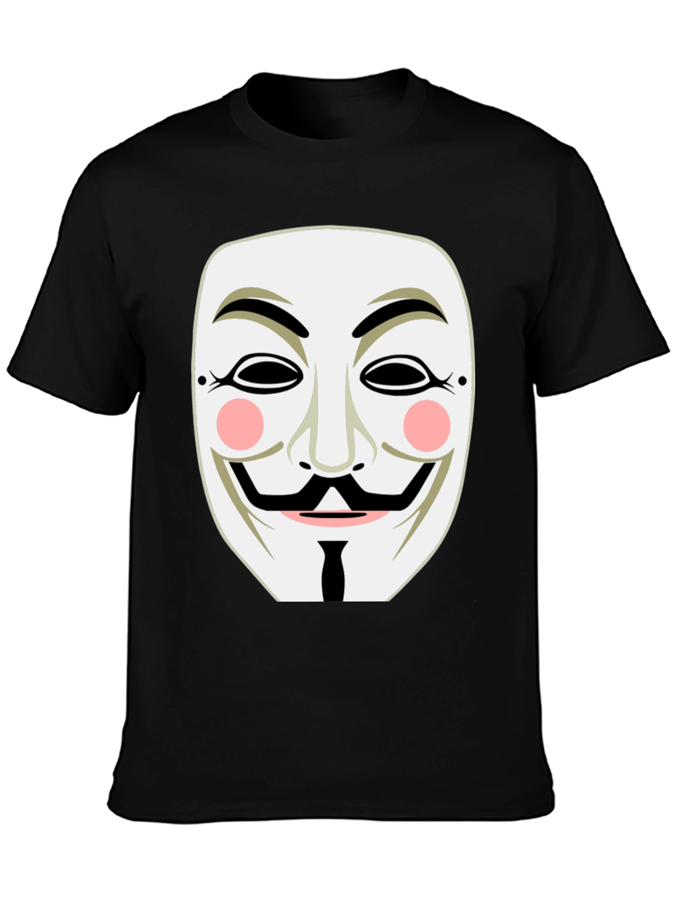 Black Anonymous Mask Graphic Tee - Black Cotton T-Shirt view 3