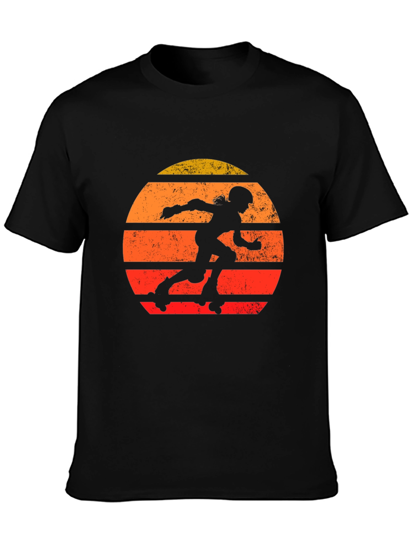 Black Retro Roller Derby T-Shirt - Vintage Style Skate Design view 3