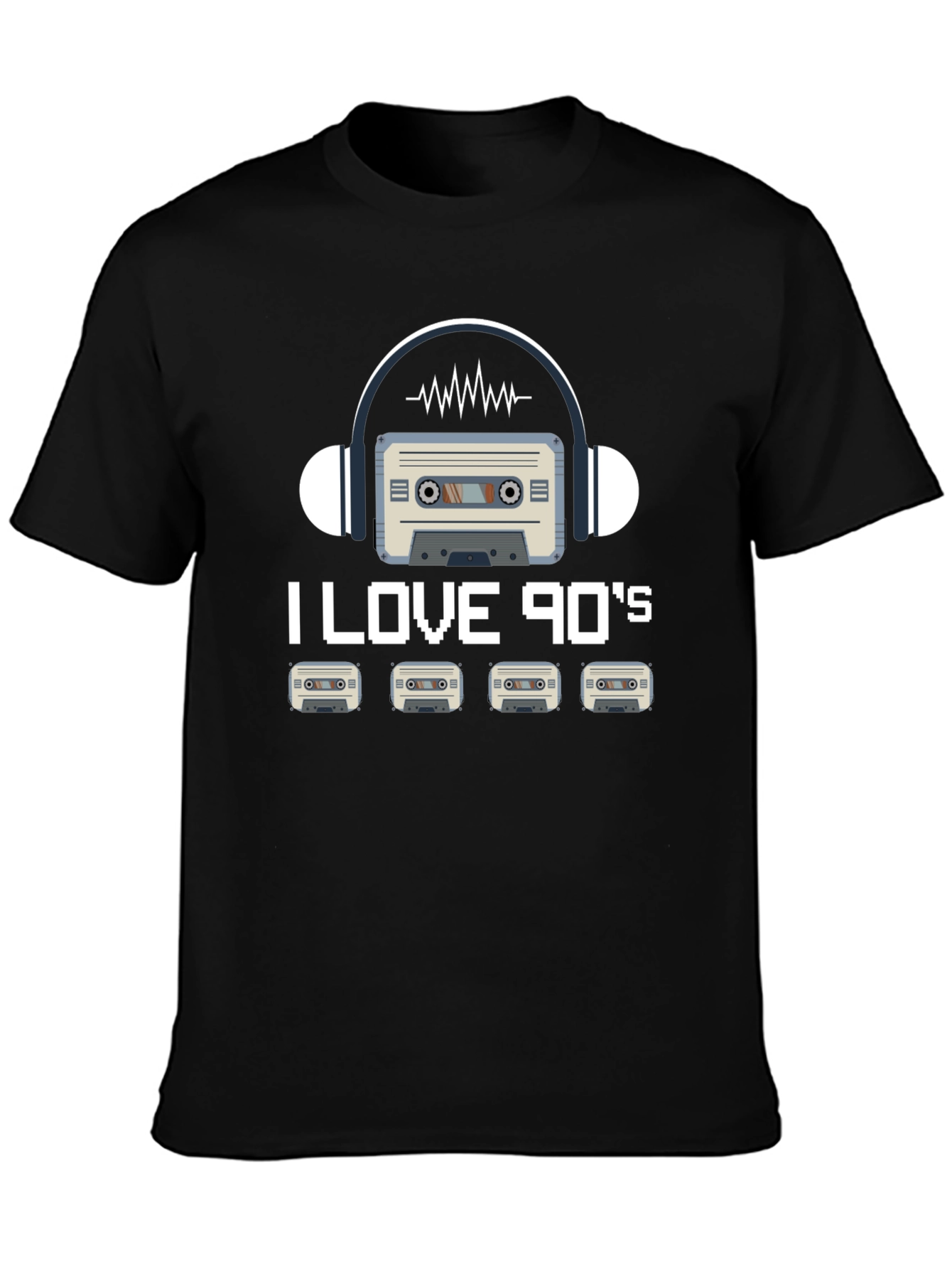 Black I Love 90's Cassette Tape Graphic Tee - Retro Style view 3