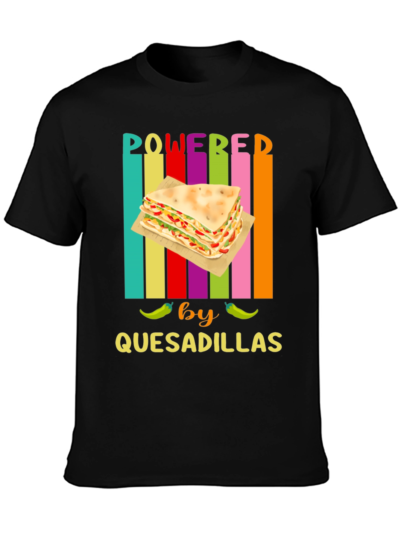 Black Powered by Quesadillas Graphic Tee view 3