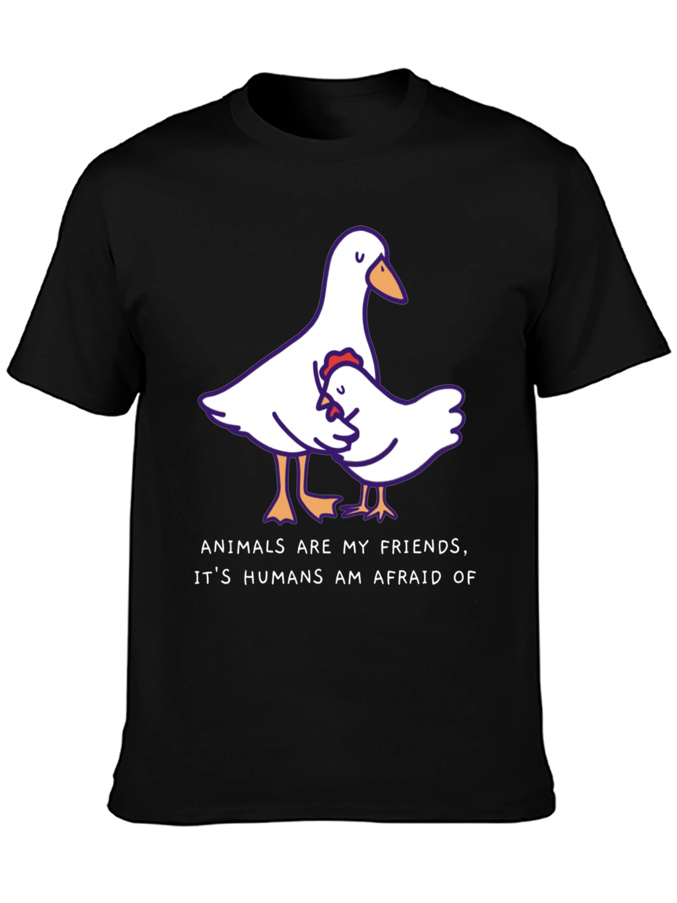 Black Animals Are My Friends T-Shirt, Black view 3