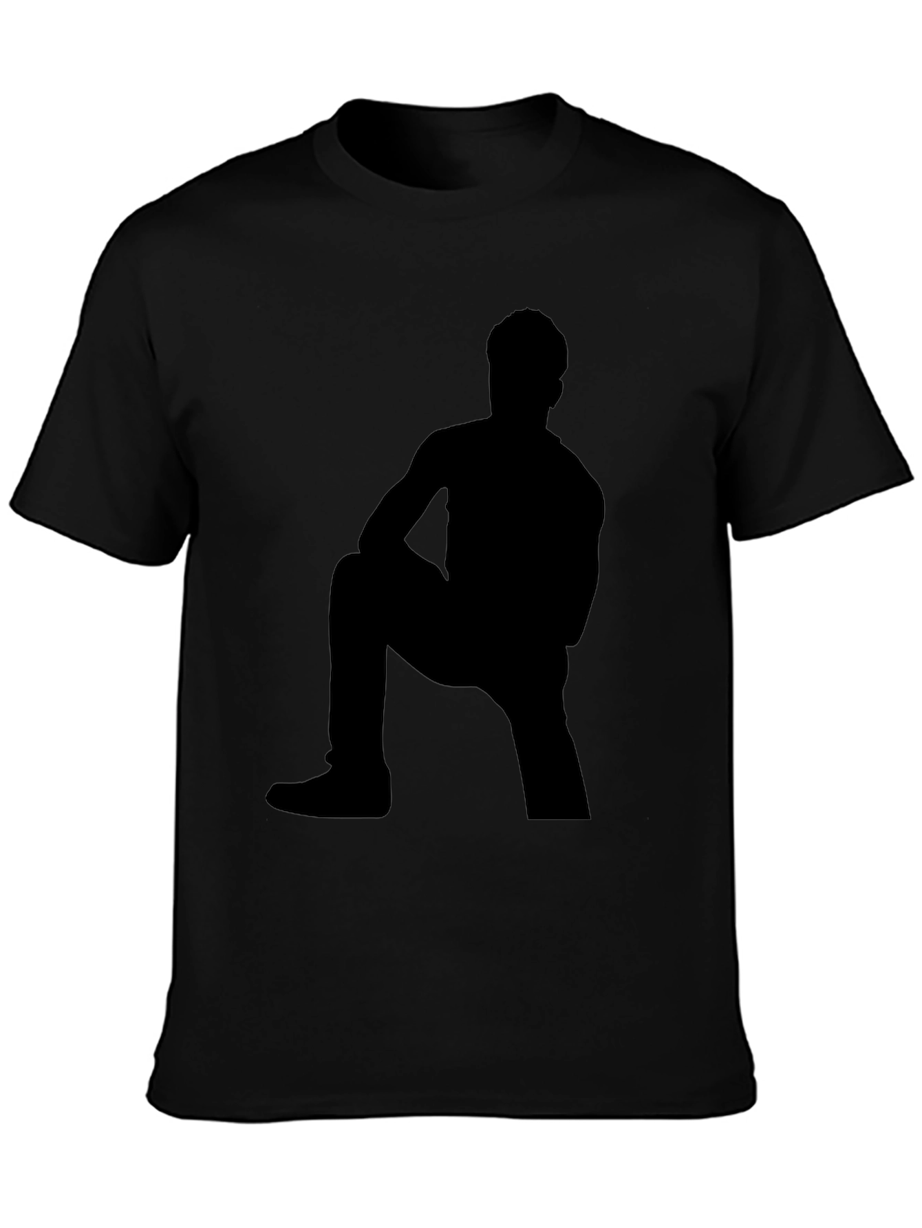 Black Shadow Figure Graphic Tee - Black Cotton Shirt view 3