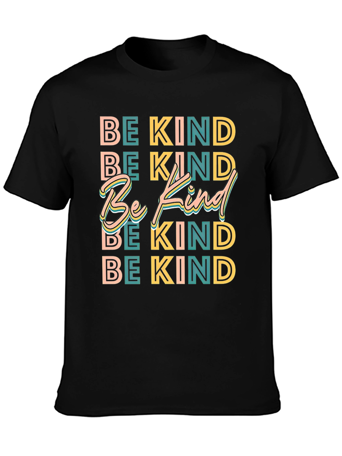 Black Be Kind Graphic Tee - Retro Style Kindness T-Shirt view 3