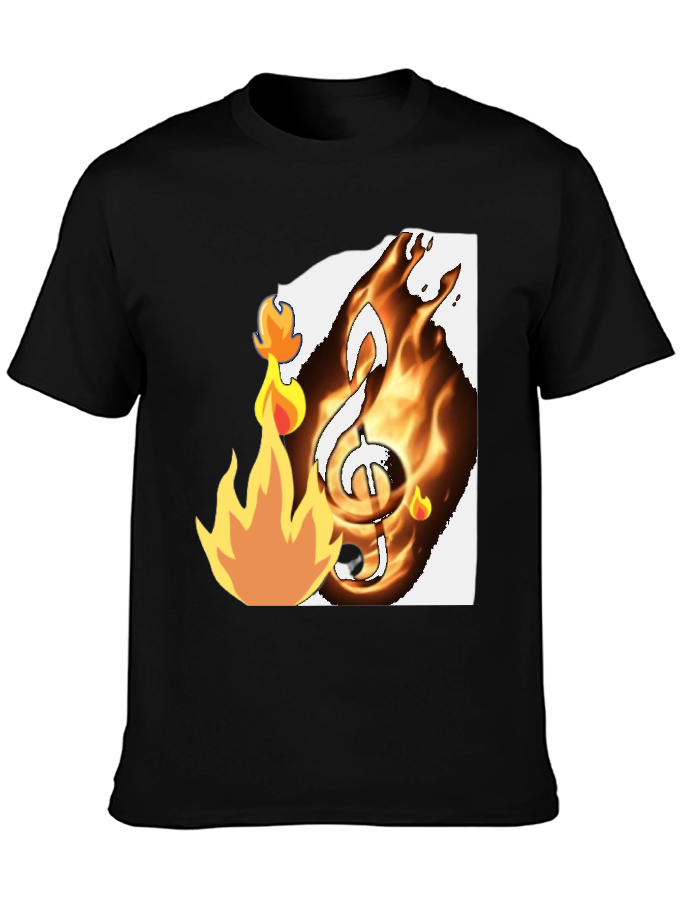 Black Fiery Music Note Graphic T-Shirt - Black view 3