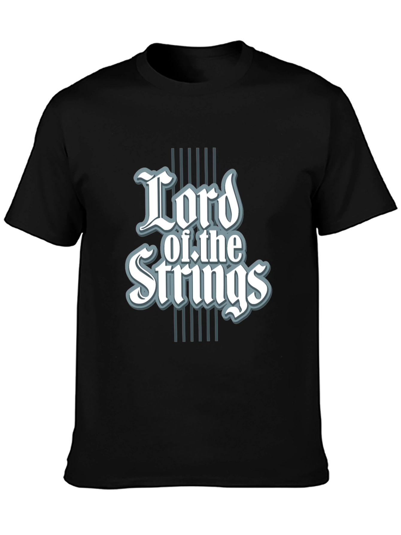 Black Lord of the Strings Graphic Tee - Black Cotton T-Shirt view 3