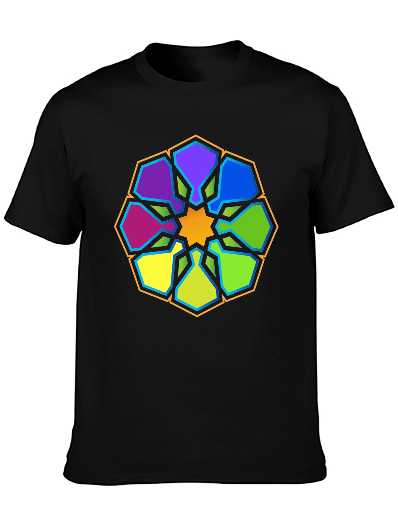 Black Geometric Mandala Graphic Tee - Stylish Black T-Shirt view 3