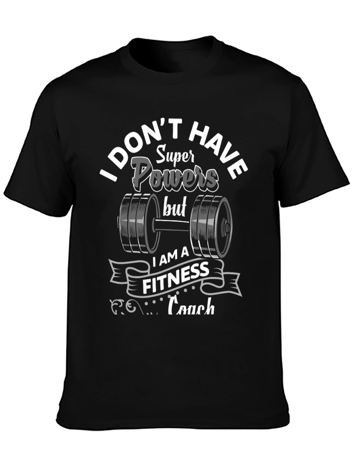 Black Fitness Coach T-Shirt - Super Powers Alternative view 3