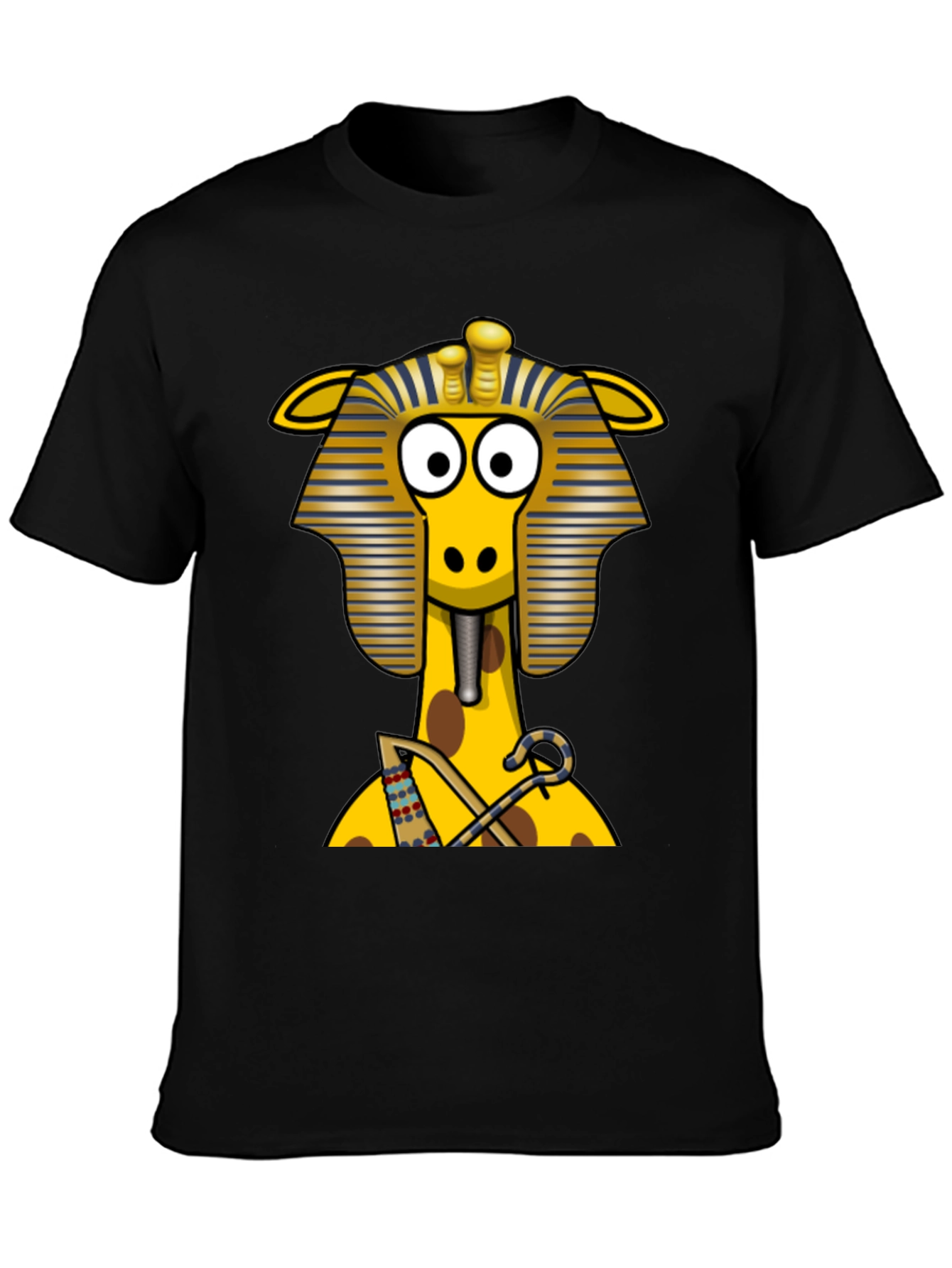 Black Egyptian Giraffe T-Shirt - Novelty Print view 3
