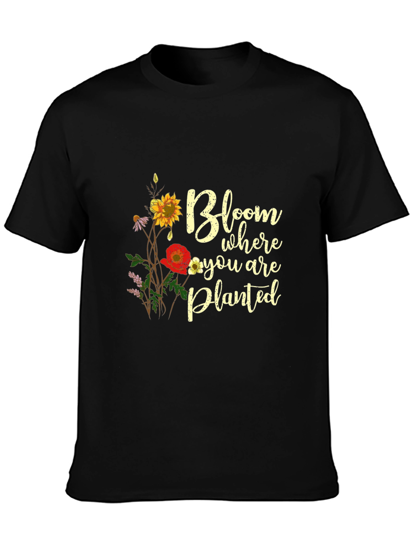Black Bloom Where You Are Planted Graphic Tee view 3