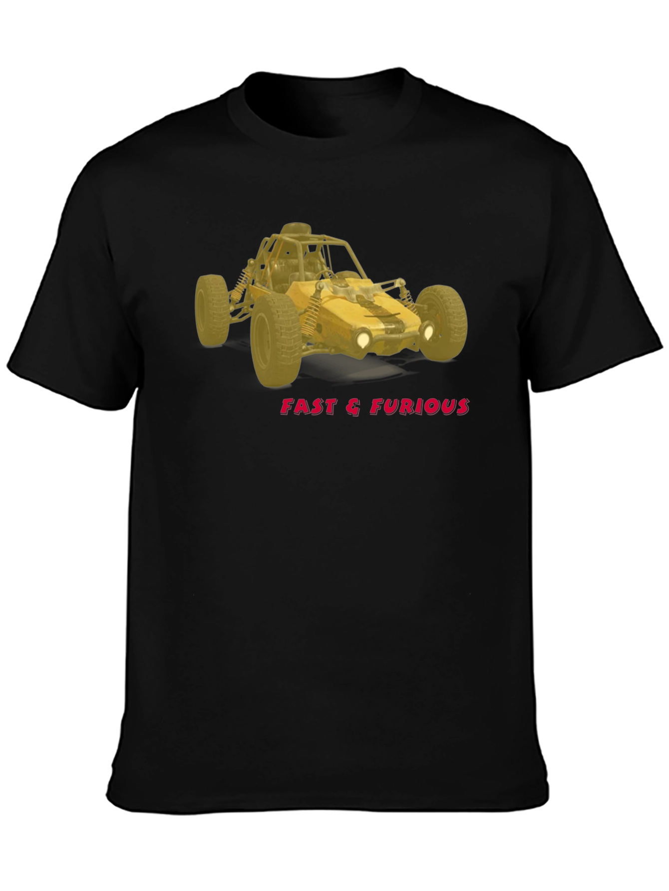 Black Fast & Furious Off-Road Buggy Black T-Shirt view 3