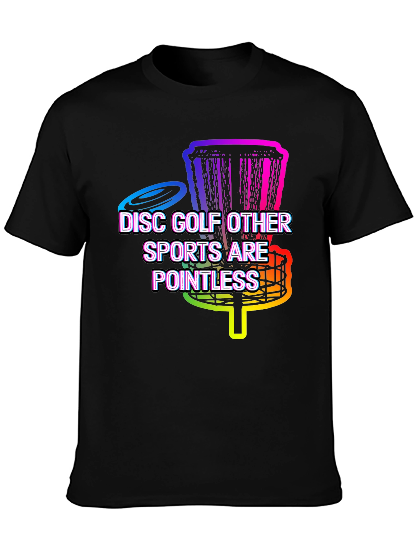 Black Funny Disc Golf Tee - Other Sports Are Pointless! view 3
