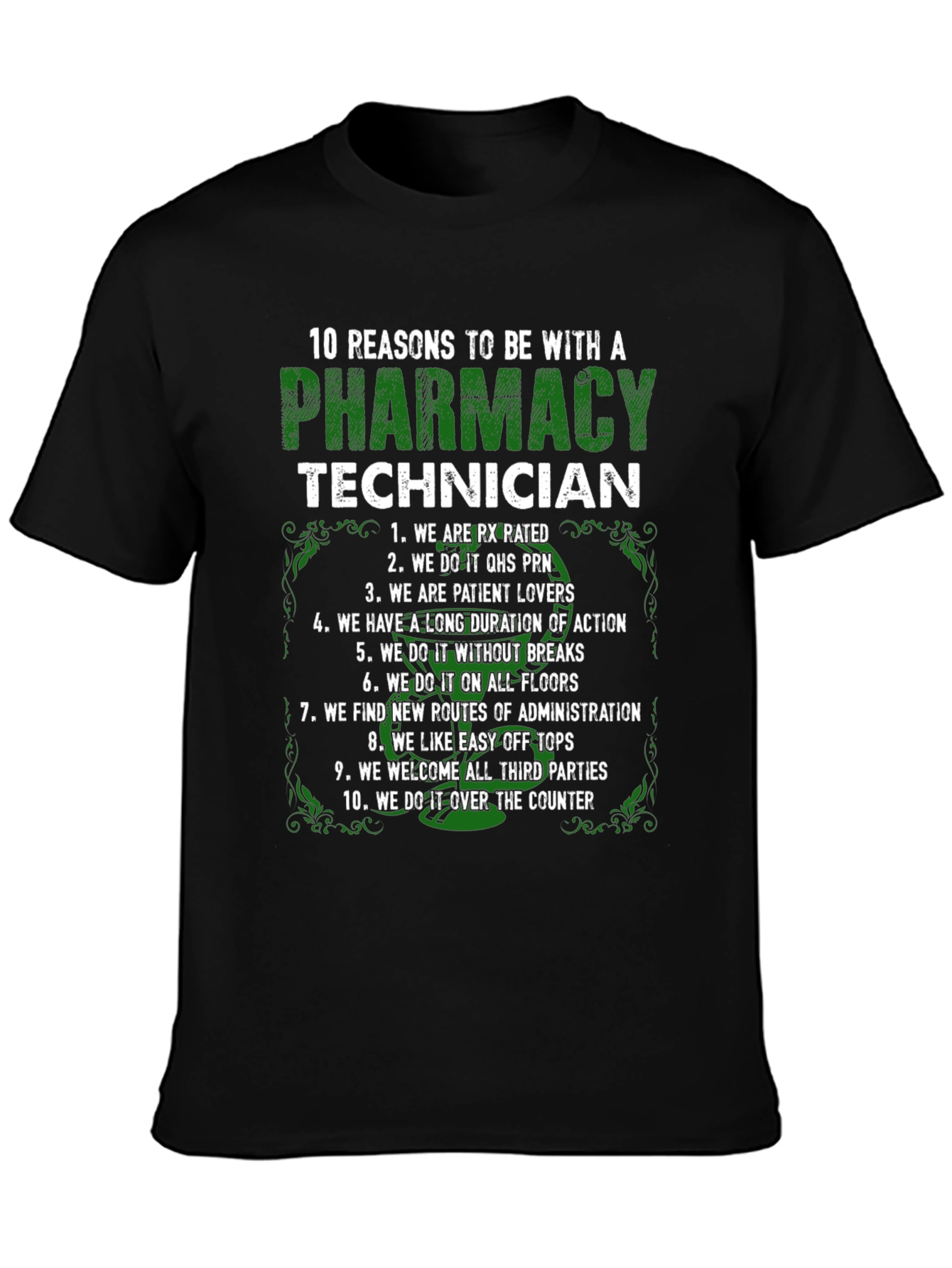 Black Pharmacy Technician - 10 Reasons T-Shirt view 3