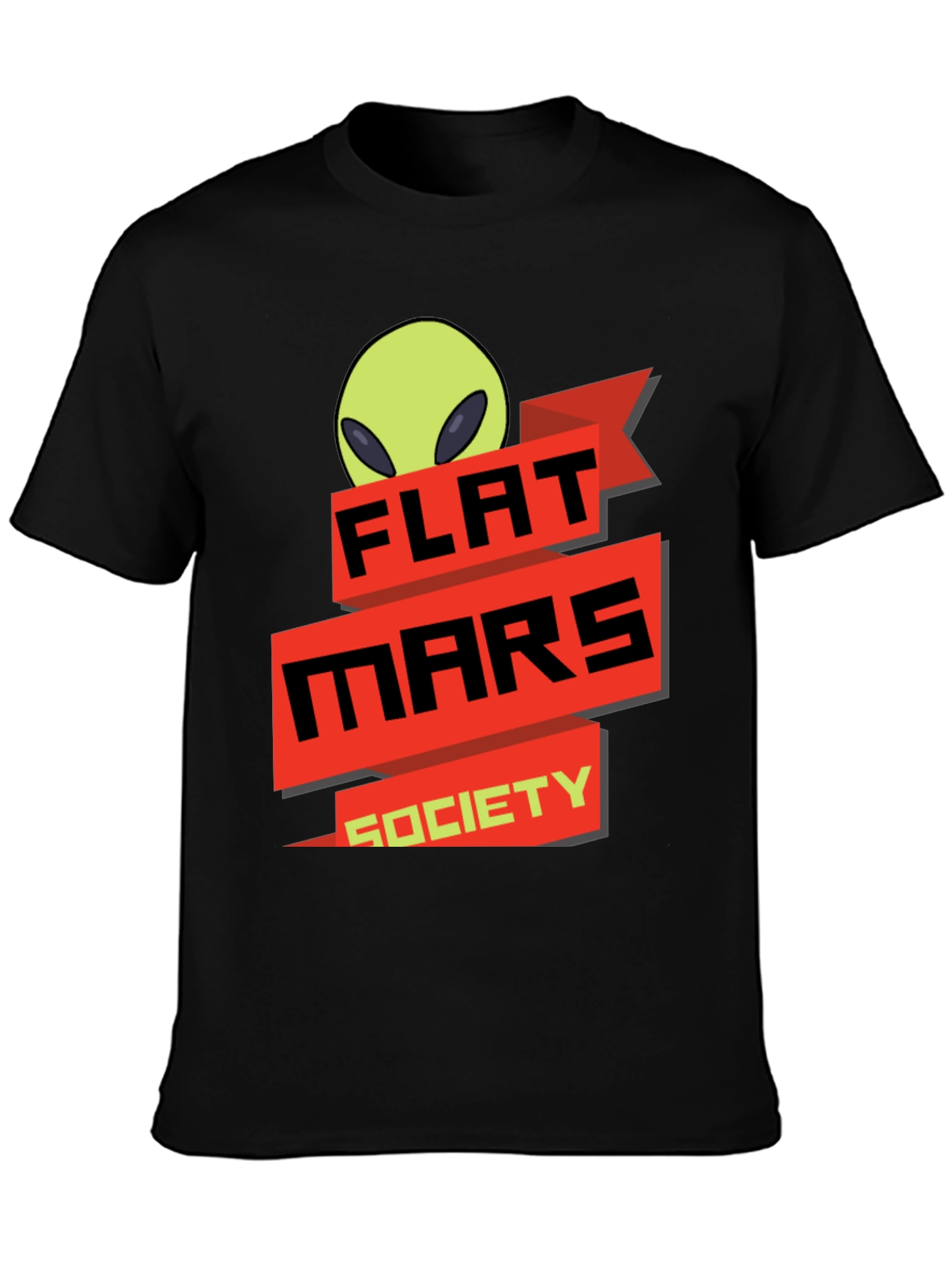 Black Flat Mars Society T-Shirt - Alien Graphic Tee view 3