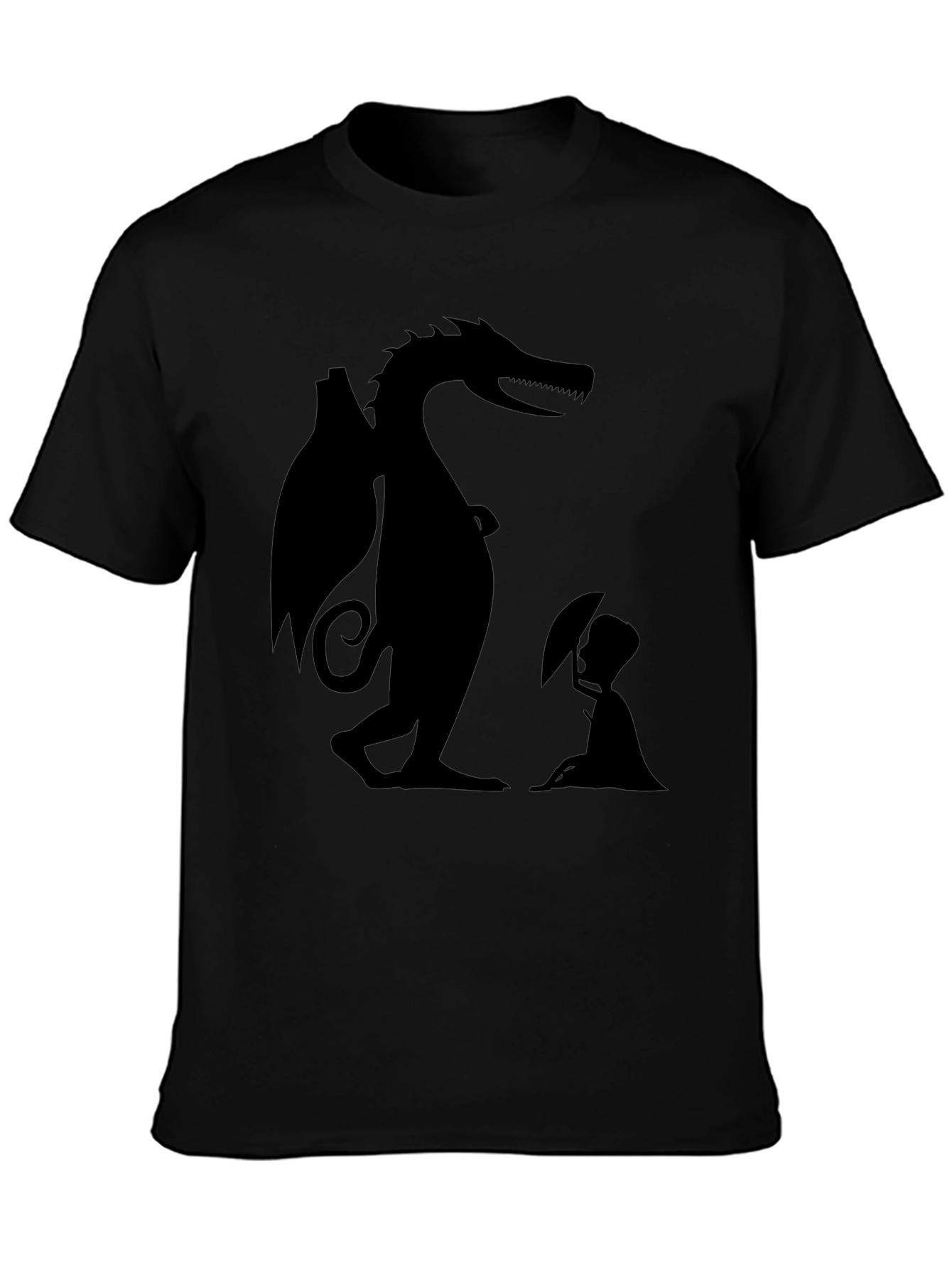 Black Dragon and Boy Graphic Tee - Black Cotton Blend view 3