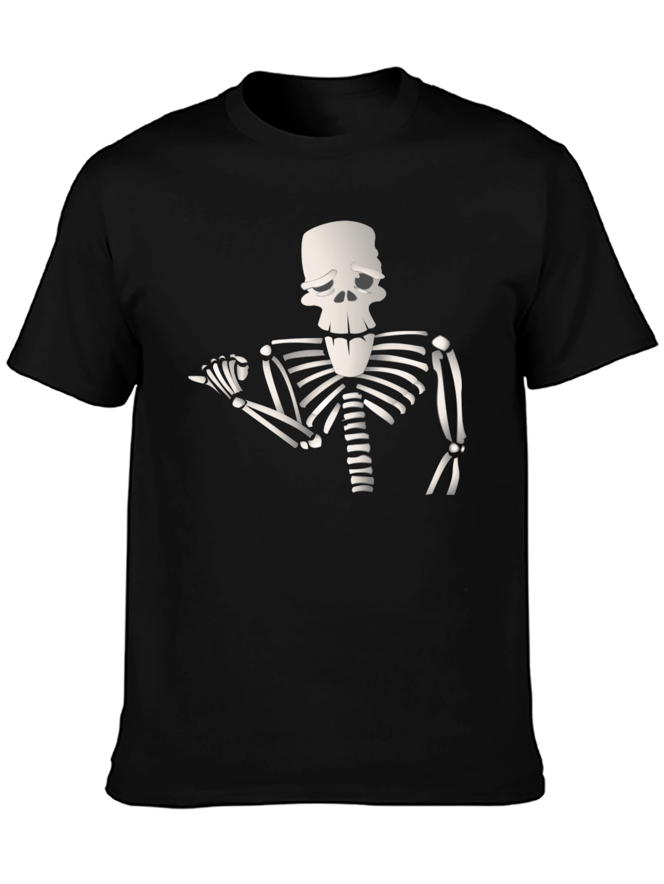 Black Humorous Skeleton Graphic Tee - Black view 3