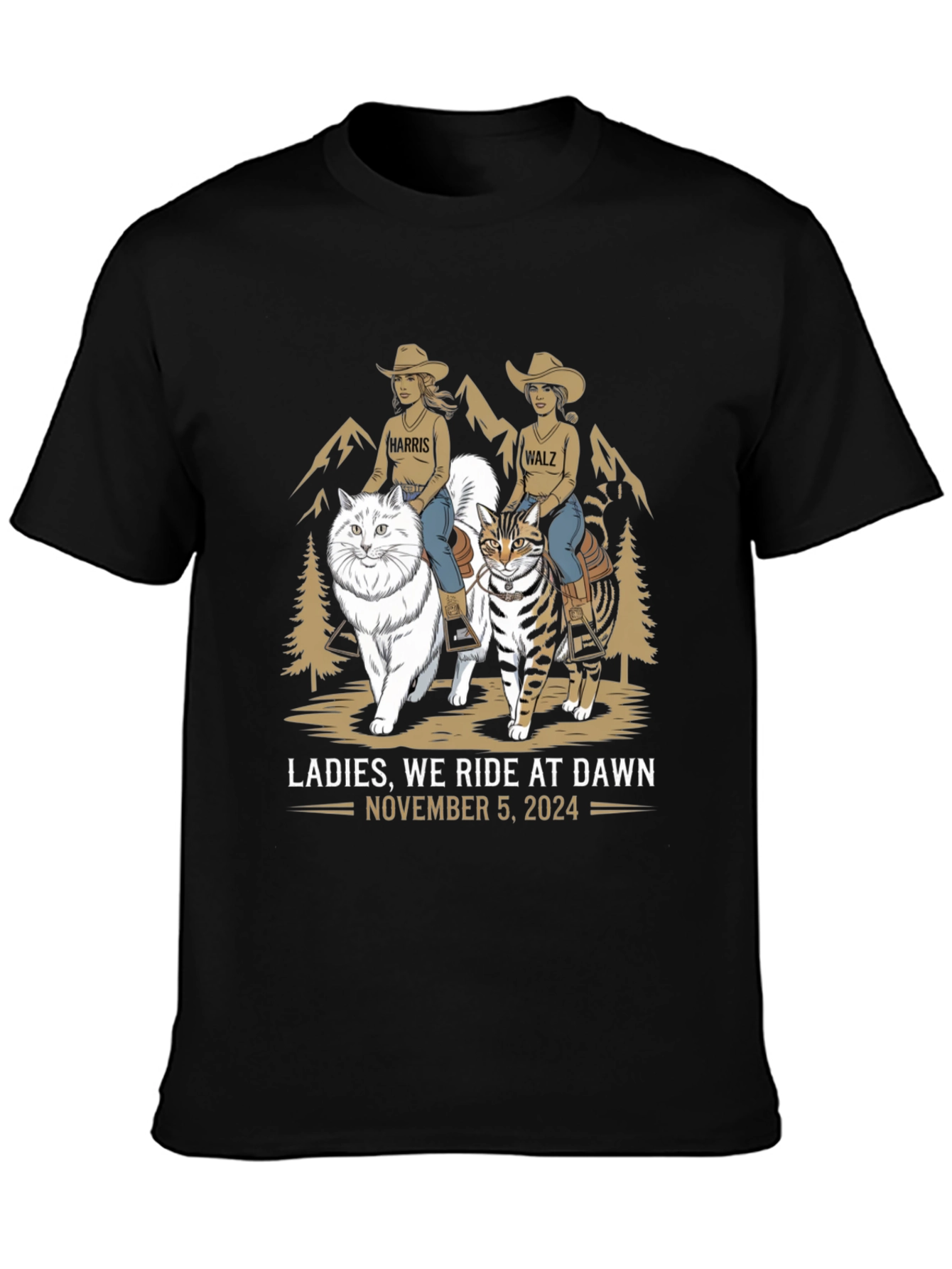 Black Ladies We Ride At Dawn T-Shirt view 3
