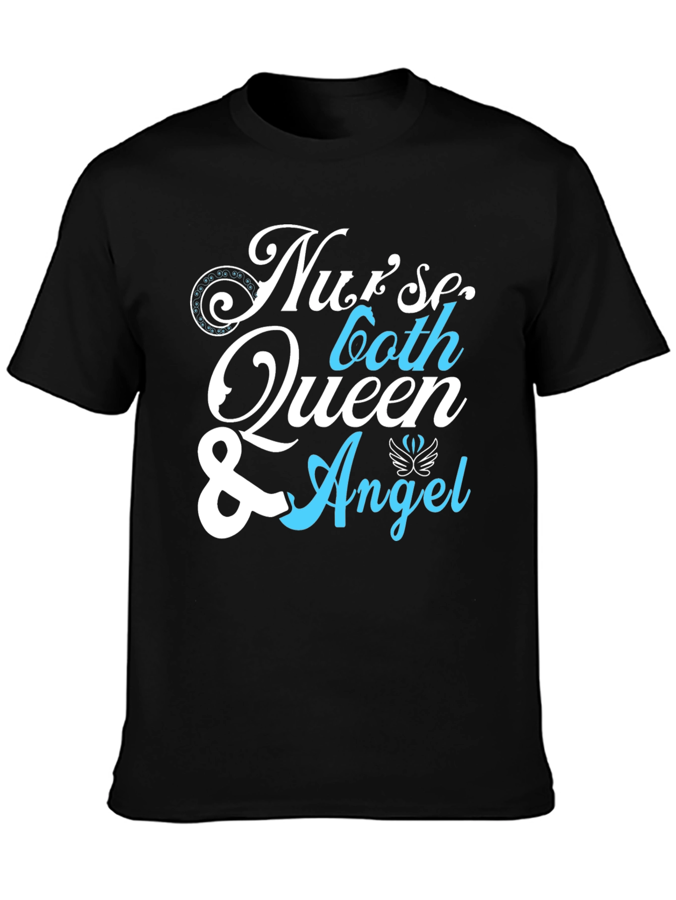 Black Nurse Queen & Angel Graphic T-Shirt - Unisex view 3