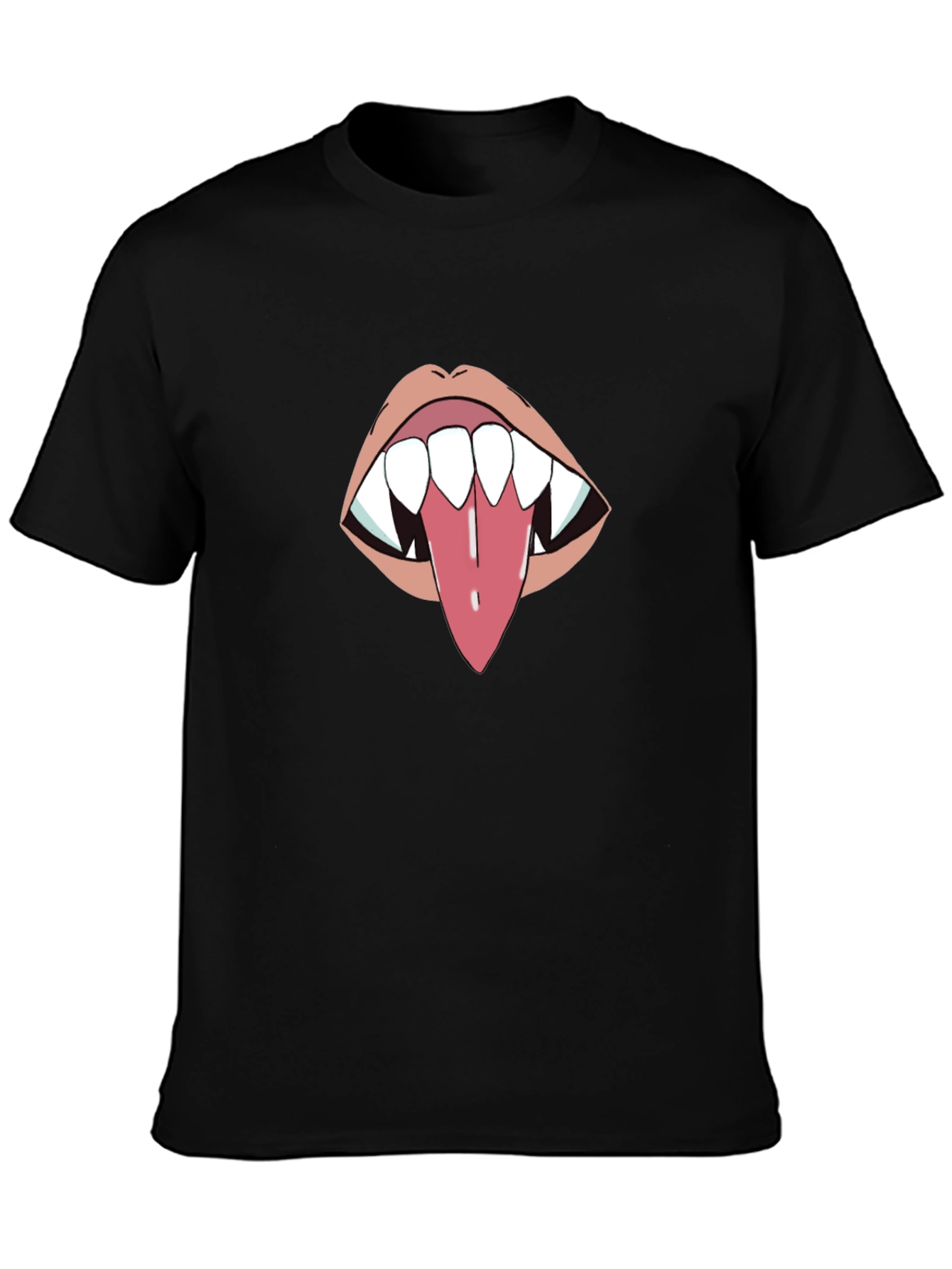 Black Vampire Tongue Graphic T-Shirt - Black view 3