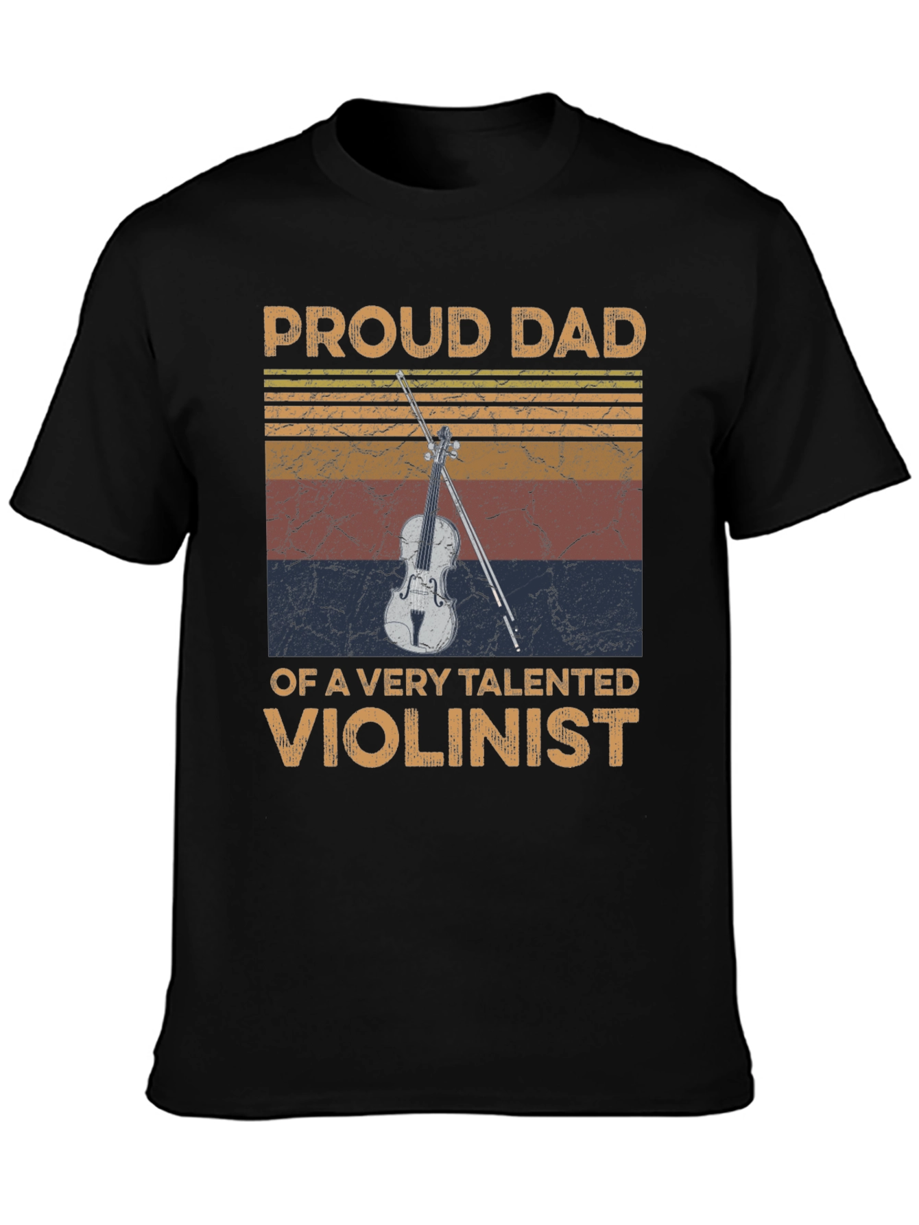 Black Proud Dad Violinist Graphic Tee view 3