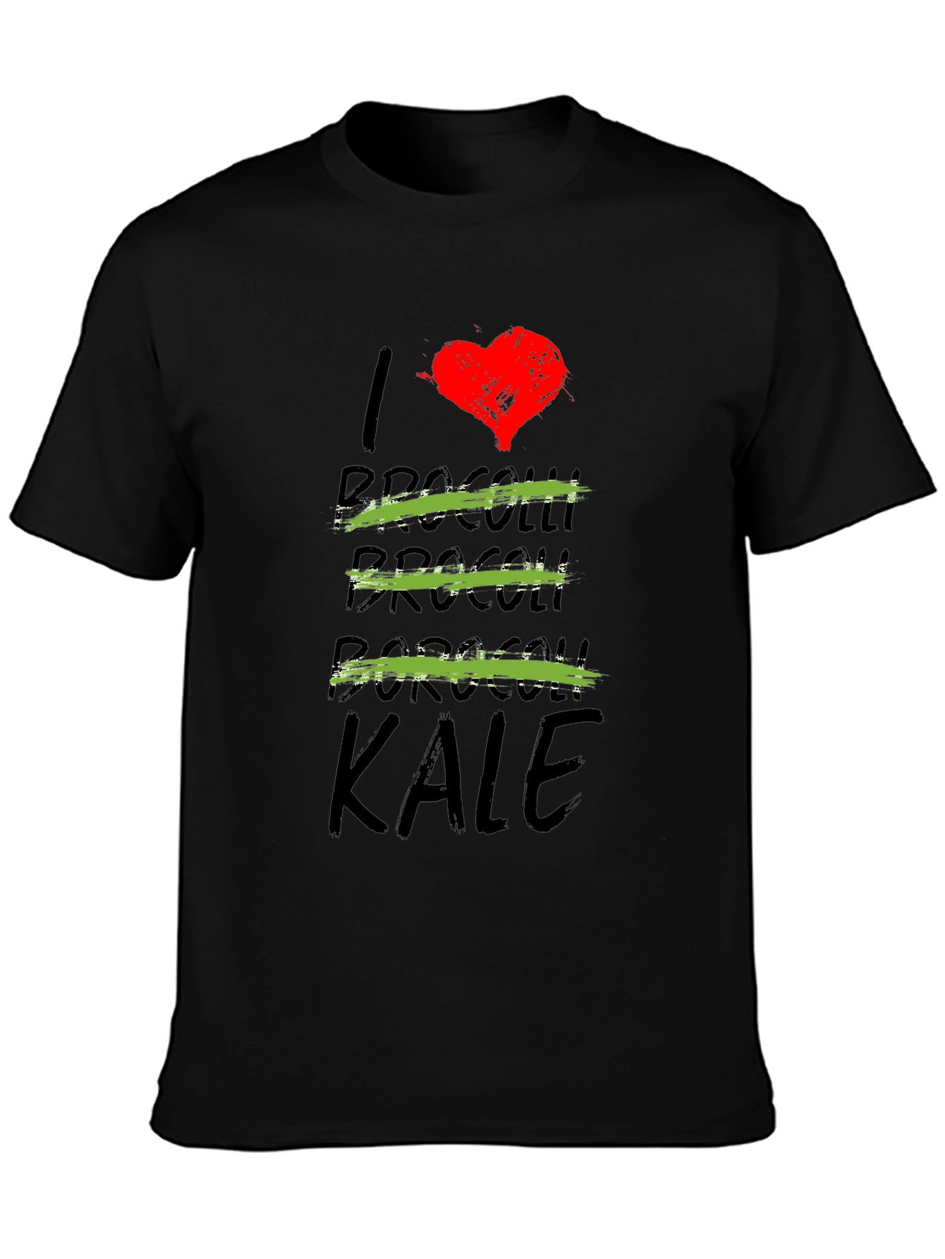 Black I Love Kale T-Shirt - Funny Vegan Tee view 3