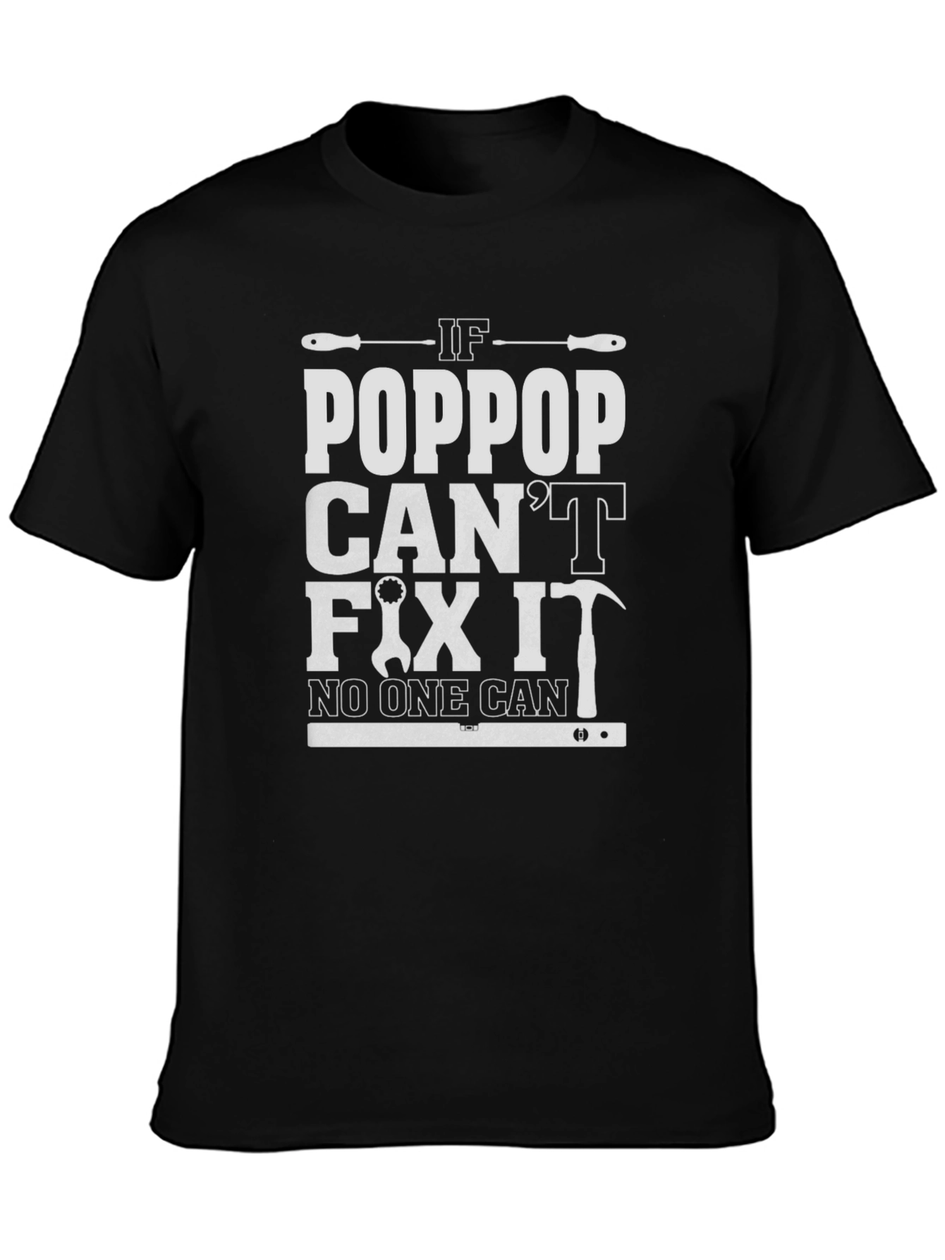 Black Poppop Can Fix It T-Shirt view 3