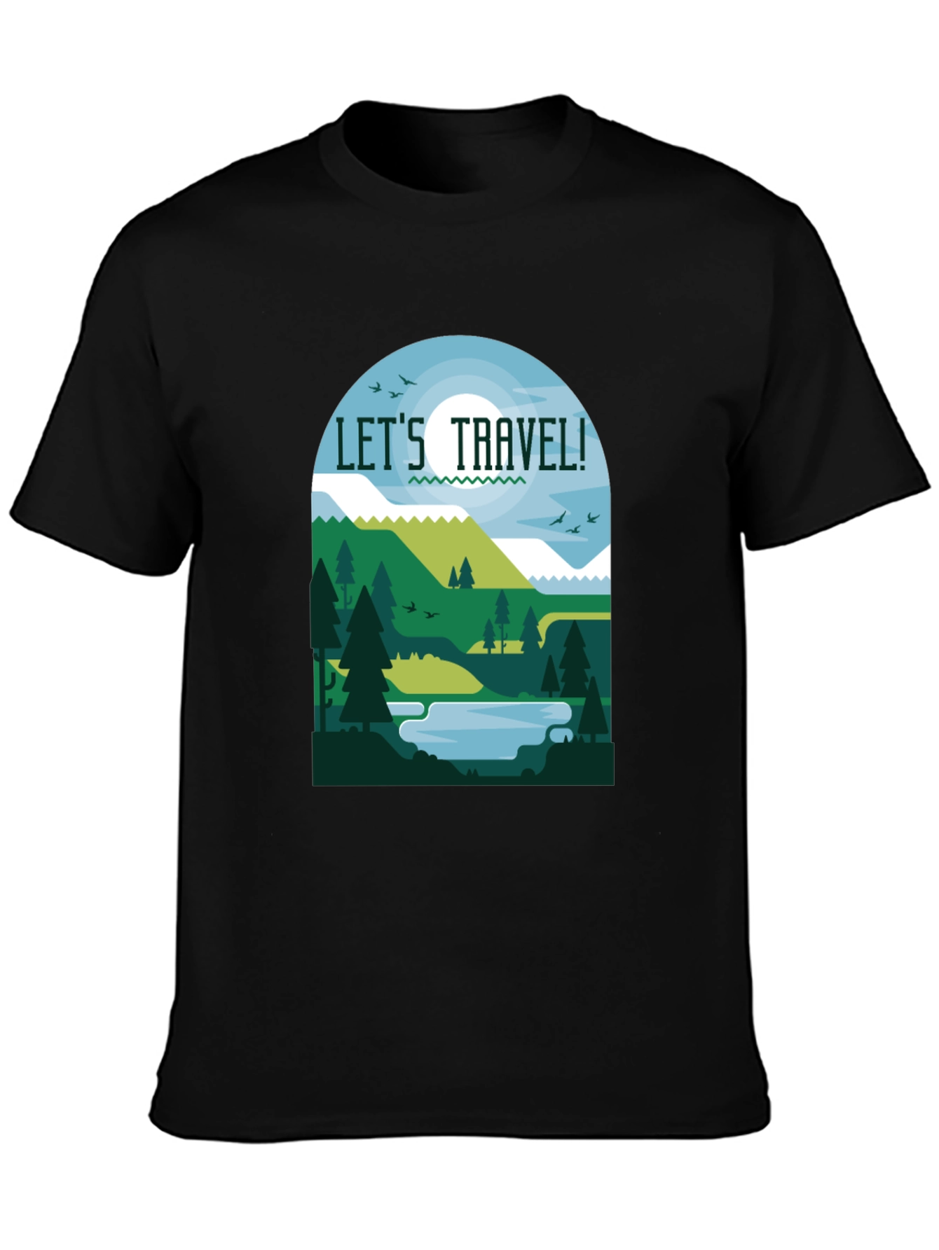 Black Let's Travel T-Shirt - Nature Inspired Tee view 3