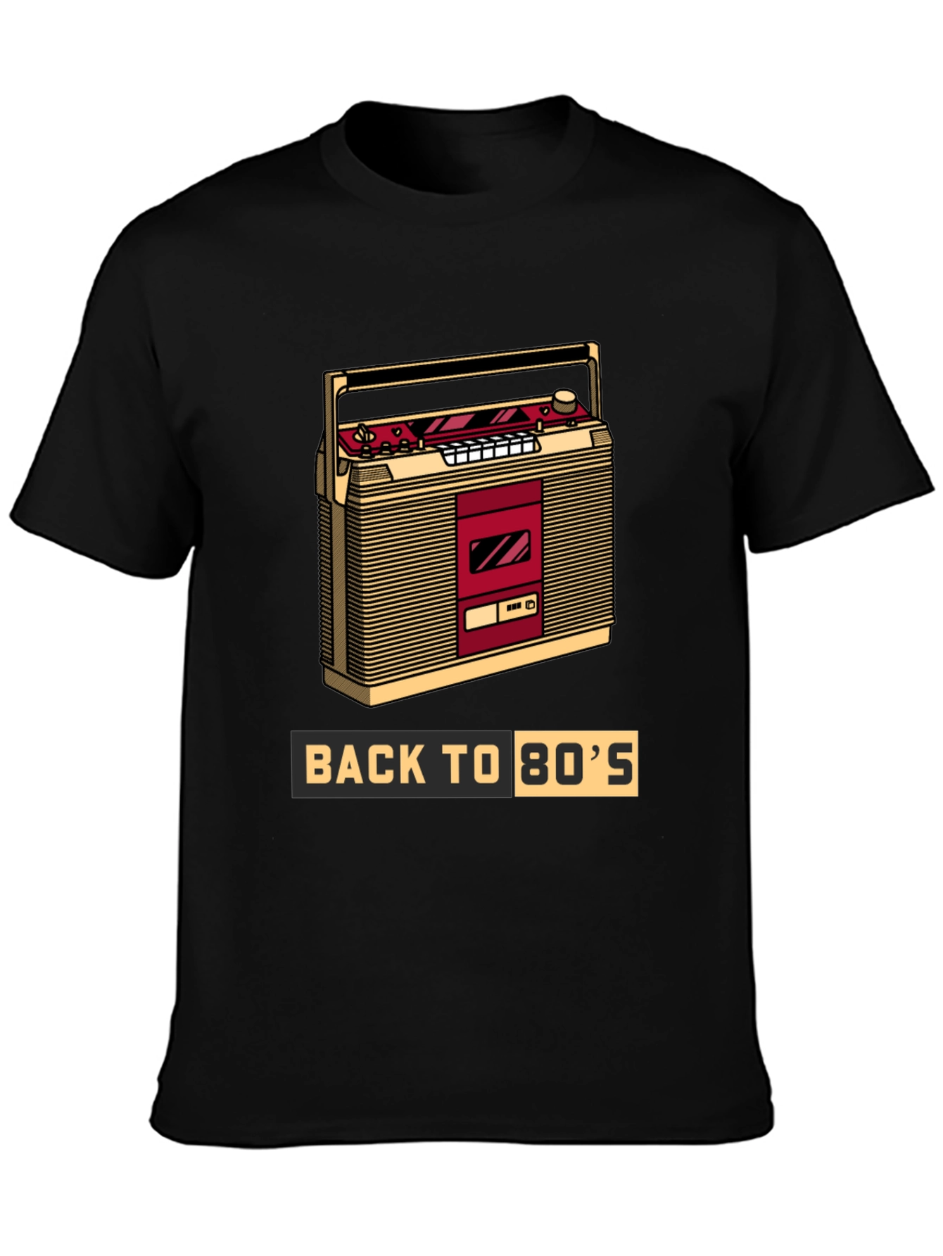 Black Back to the 80s Retro Boombox T-Shirt view 3