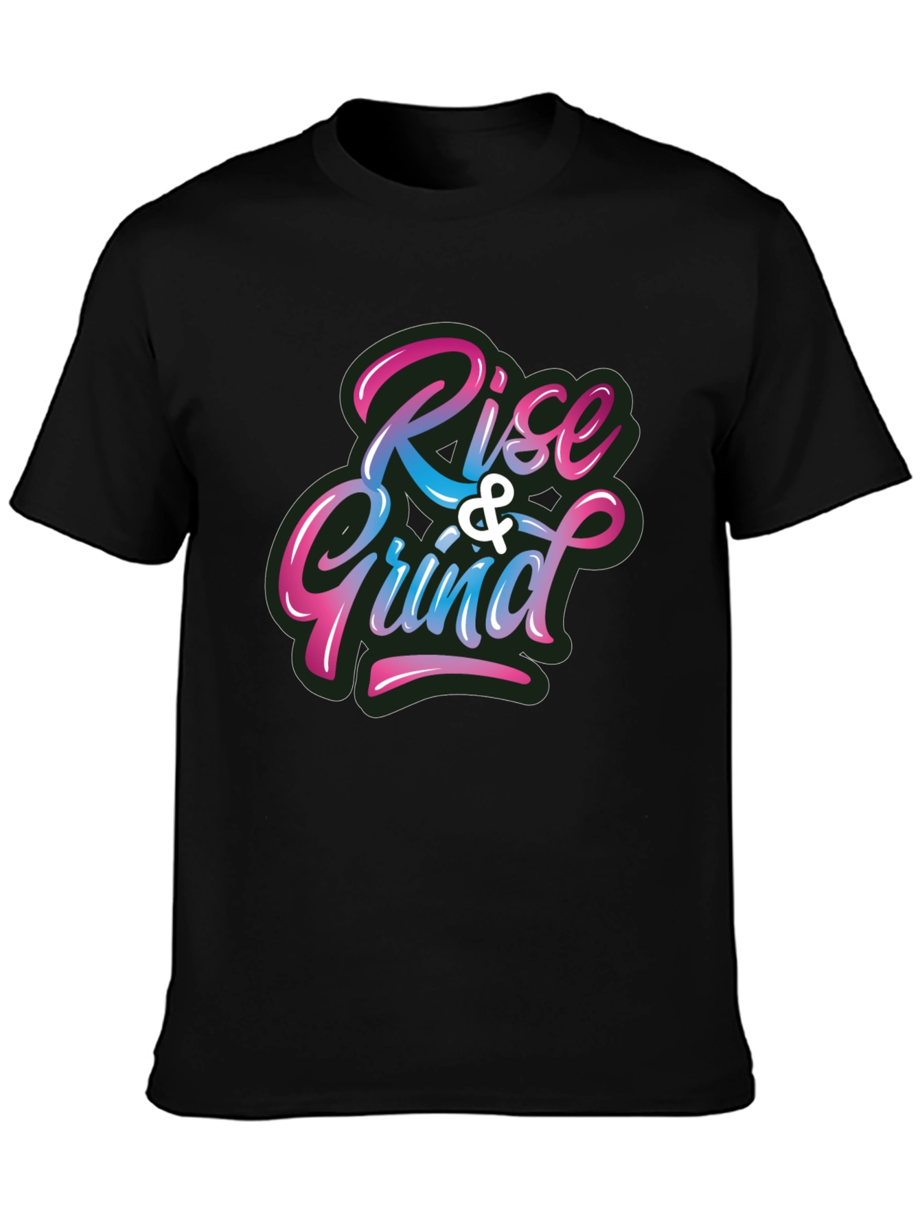 Black Rise & Grind Graphic Print Crew Neck T-Shirt view 3