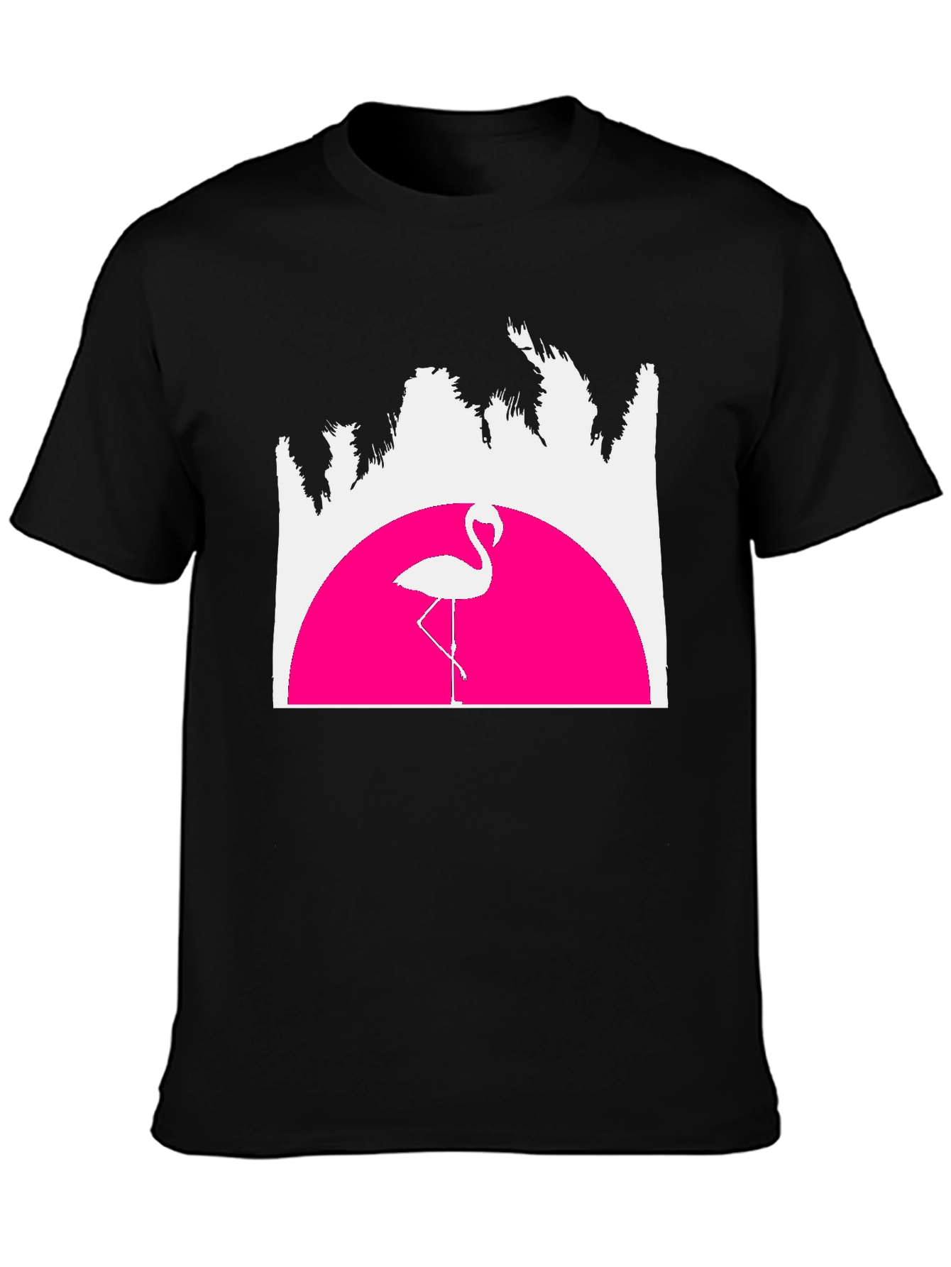 Black Retro Flamingo T-Shirt - Sunset Graphic Tee view 3
