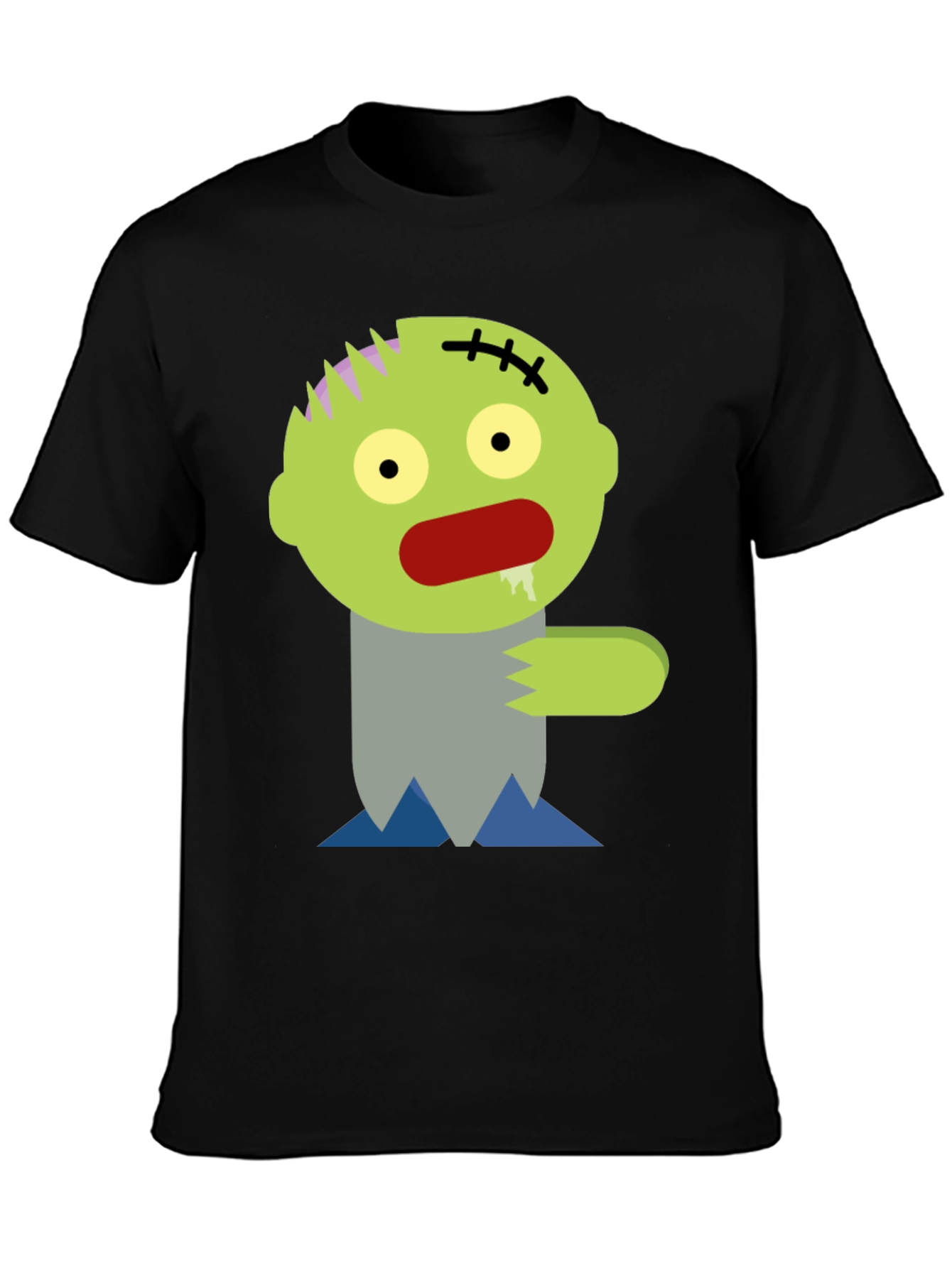 Black Zombie Cartoon Graphic T-Shirt view 3