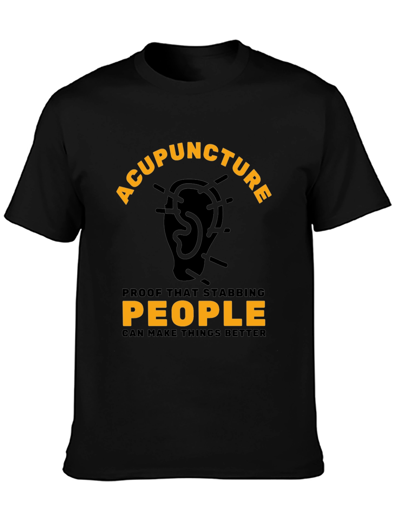 Black Acupuncture T-Shirt - Stabbing People Makes Things Better view 3