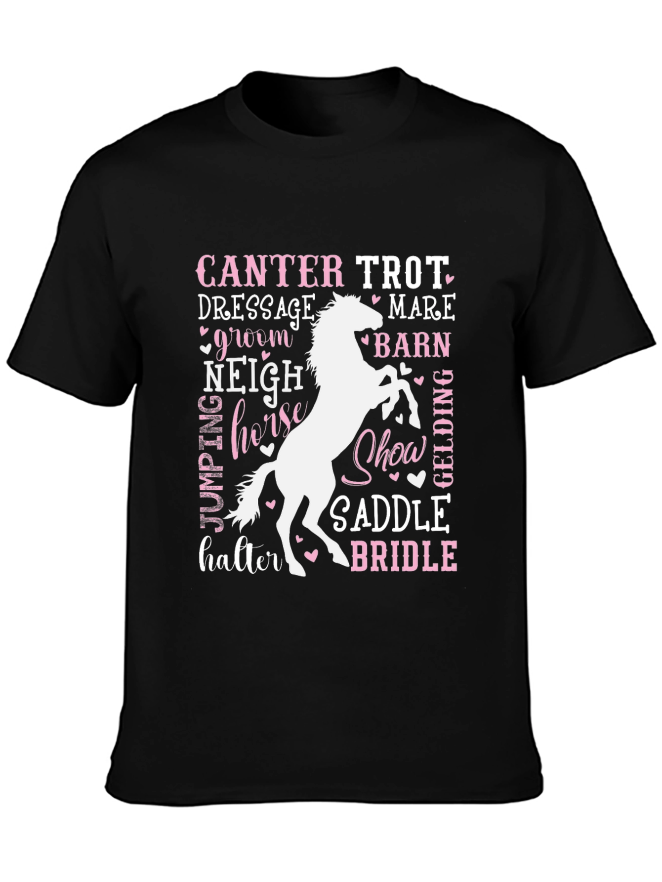 Black Equestrian Word Art T-Shirt - Horse Lover Tee view 3