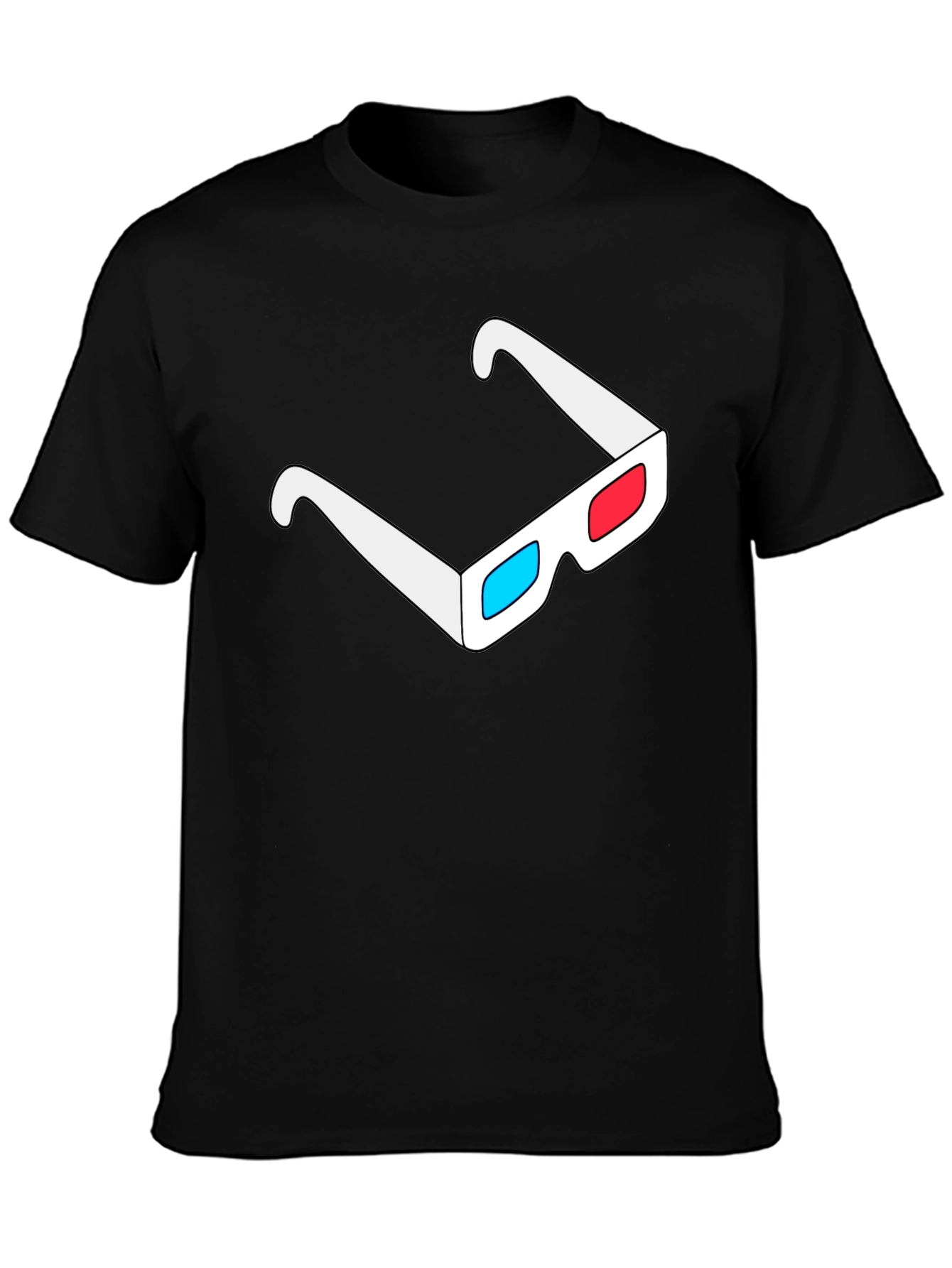 Black 3D Glasses Graphic Tee - Cool Black T-Shirt view 3