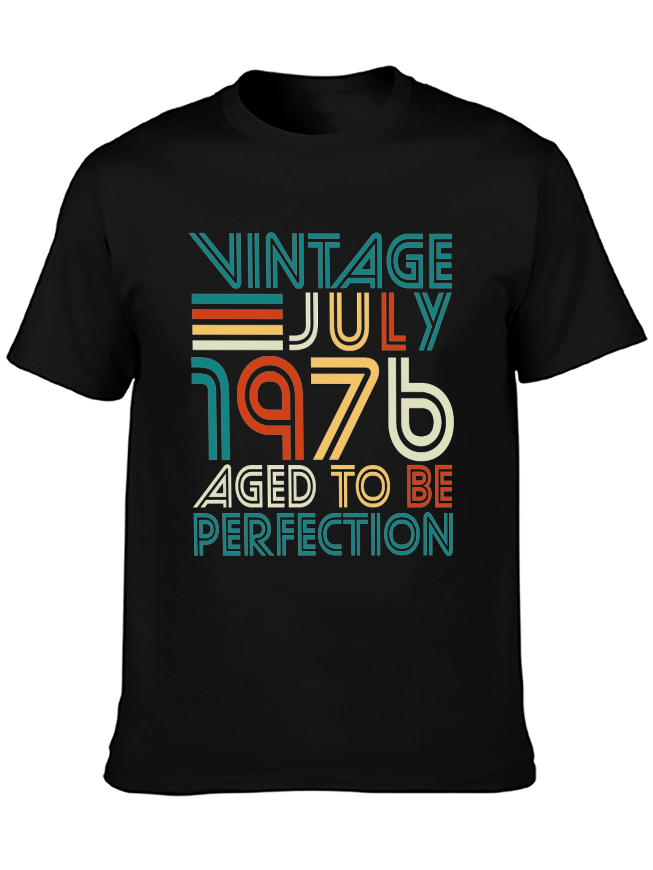 Black Vintage July 1976 Aged to Perfection T-Shirt view 3