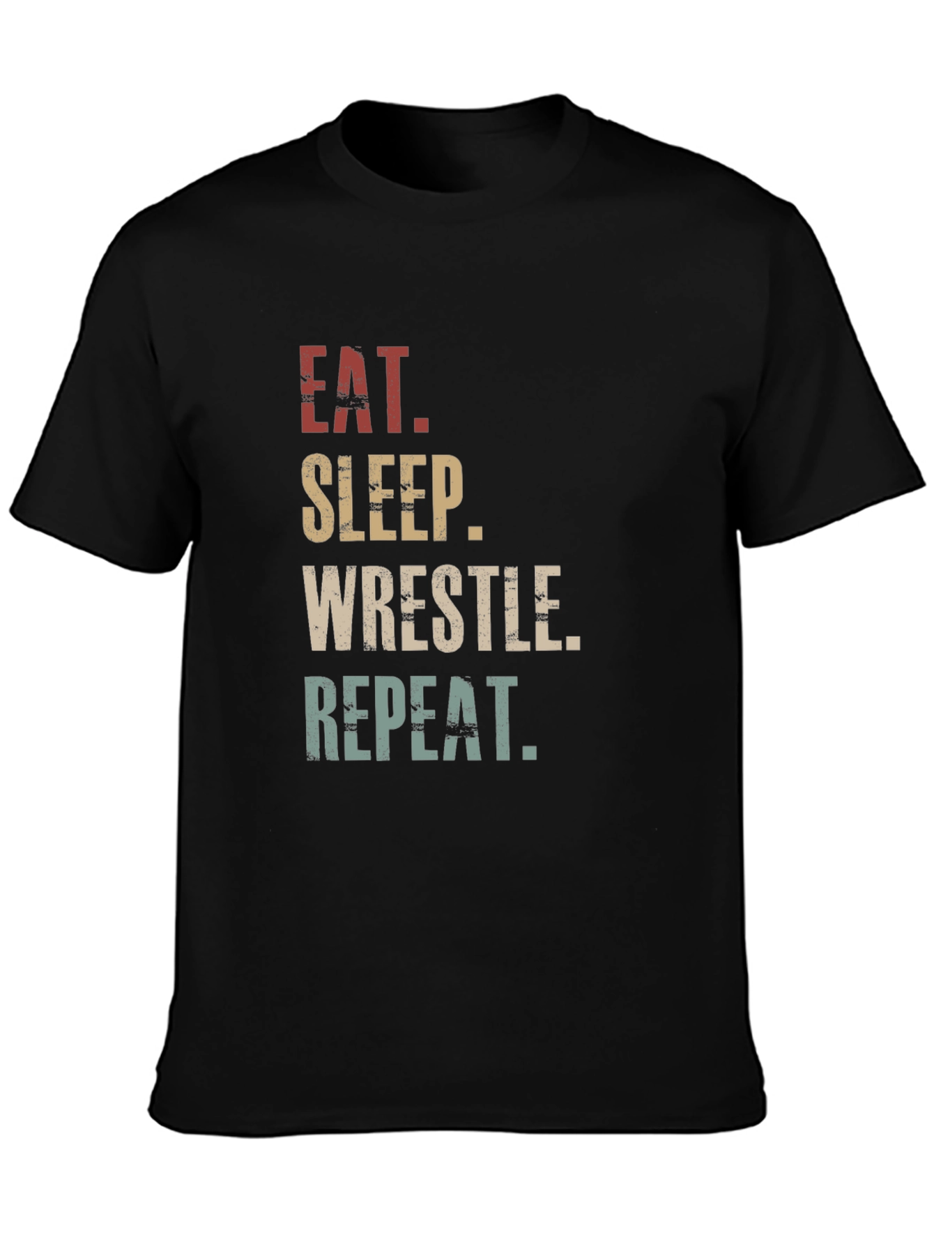 Black Eat Sleep Wrestle Repeat Graphic T-Shirt view 3