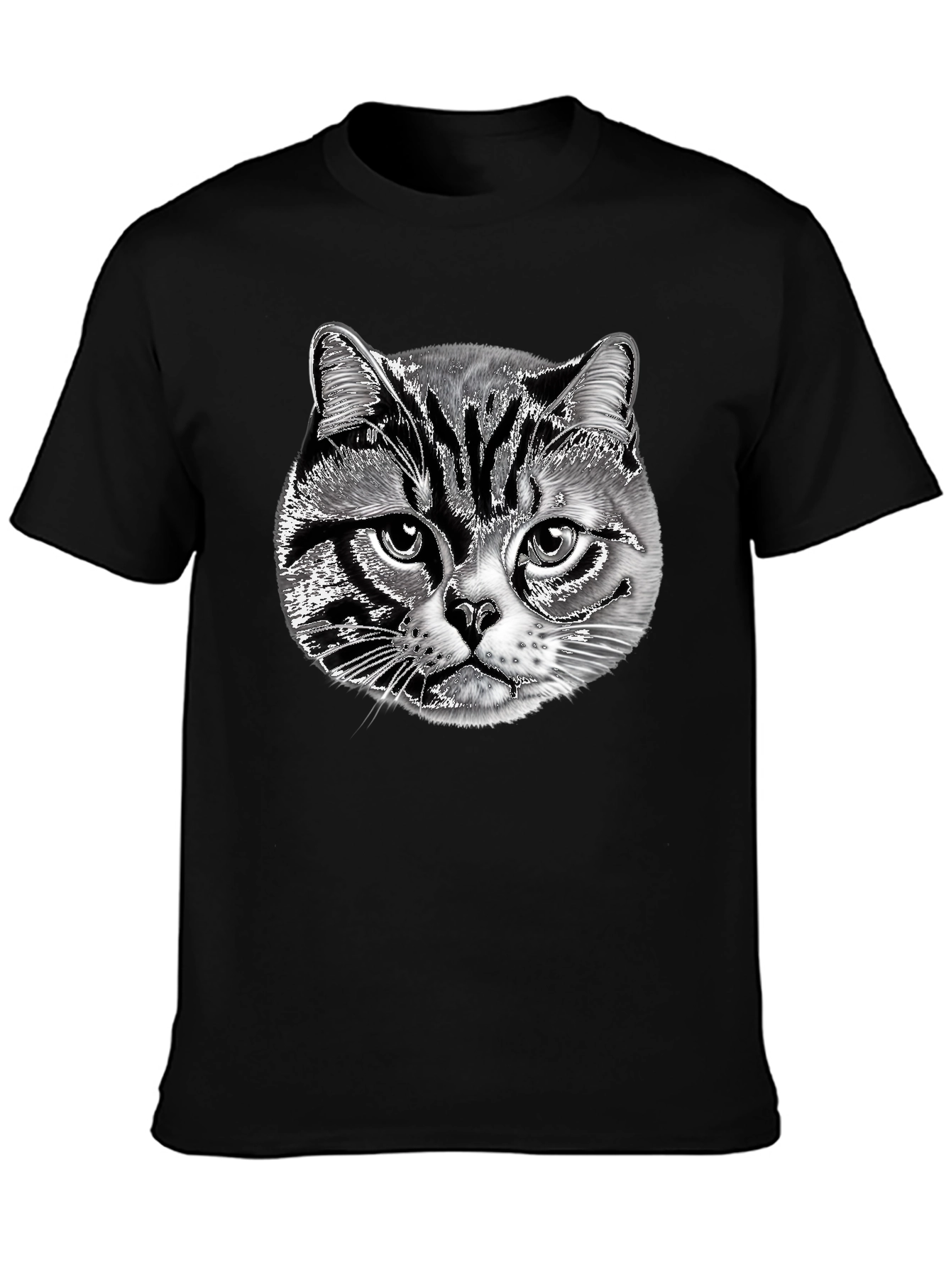 Black Cool Cat Graphic Black T-Shirt view 3