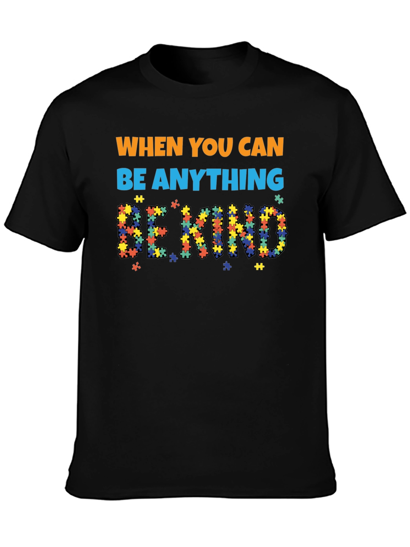 Black Be Kind Autism Awareness T-Shirt view 3
