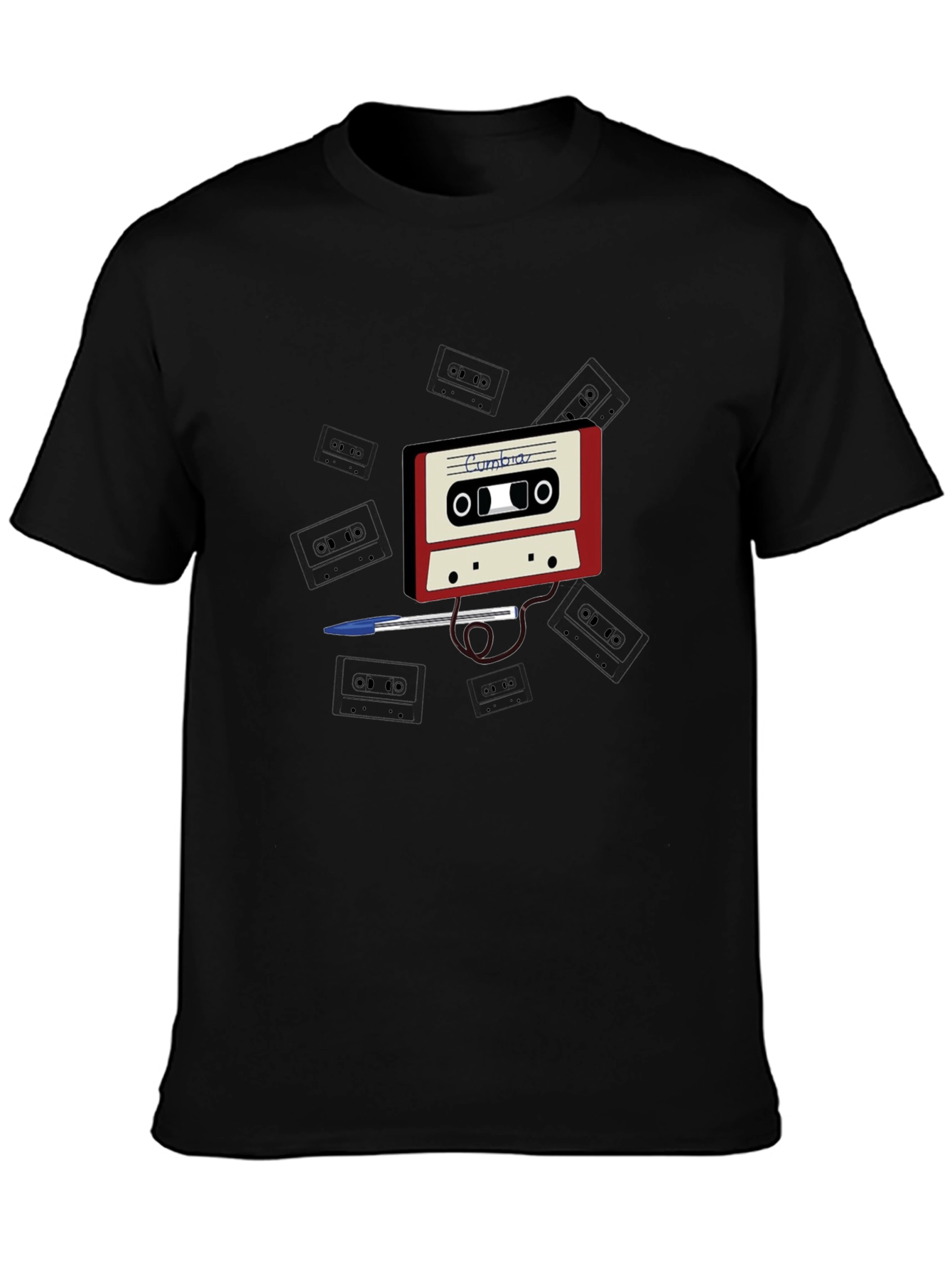 Black Retro Cassette Tape T-Shirt - Classic Design view 3