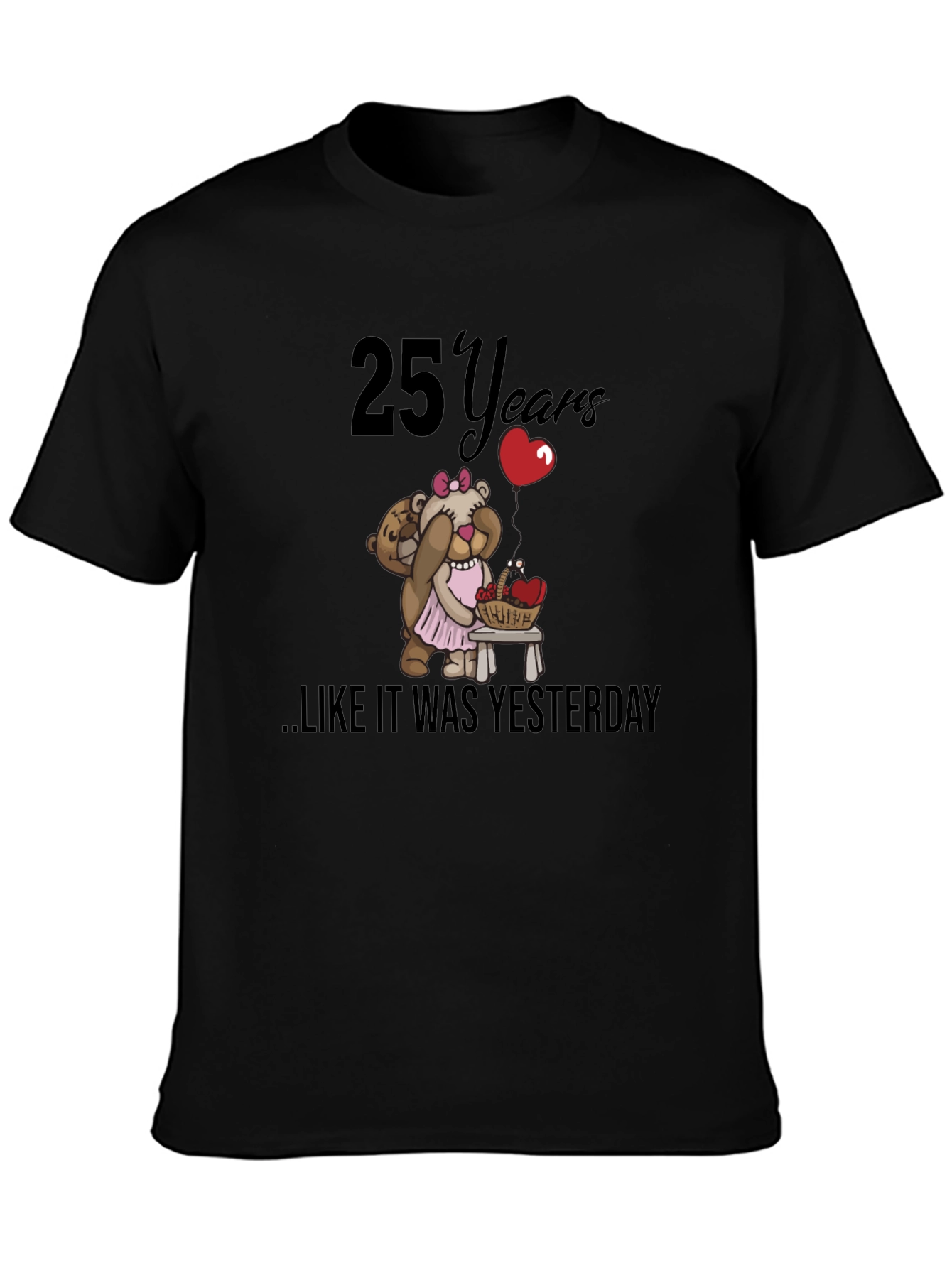 Black 25th Anniversary Teddy Bear T-Shirt view 3