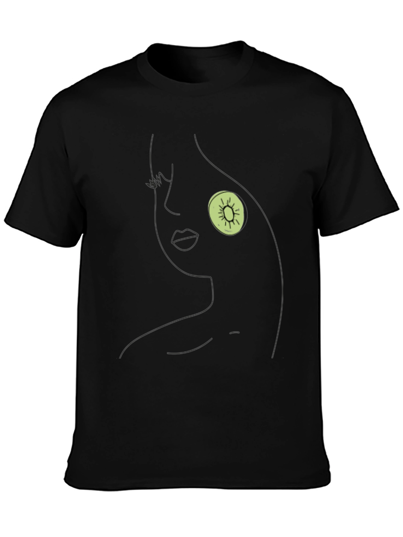 Black Abstract Kiwi Face Black T-Shirt view 3