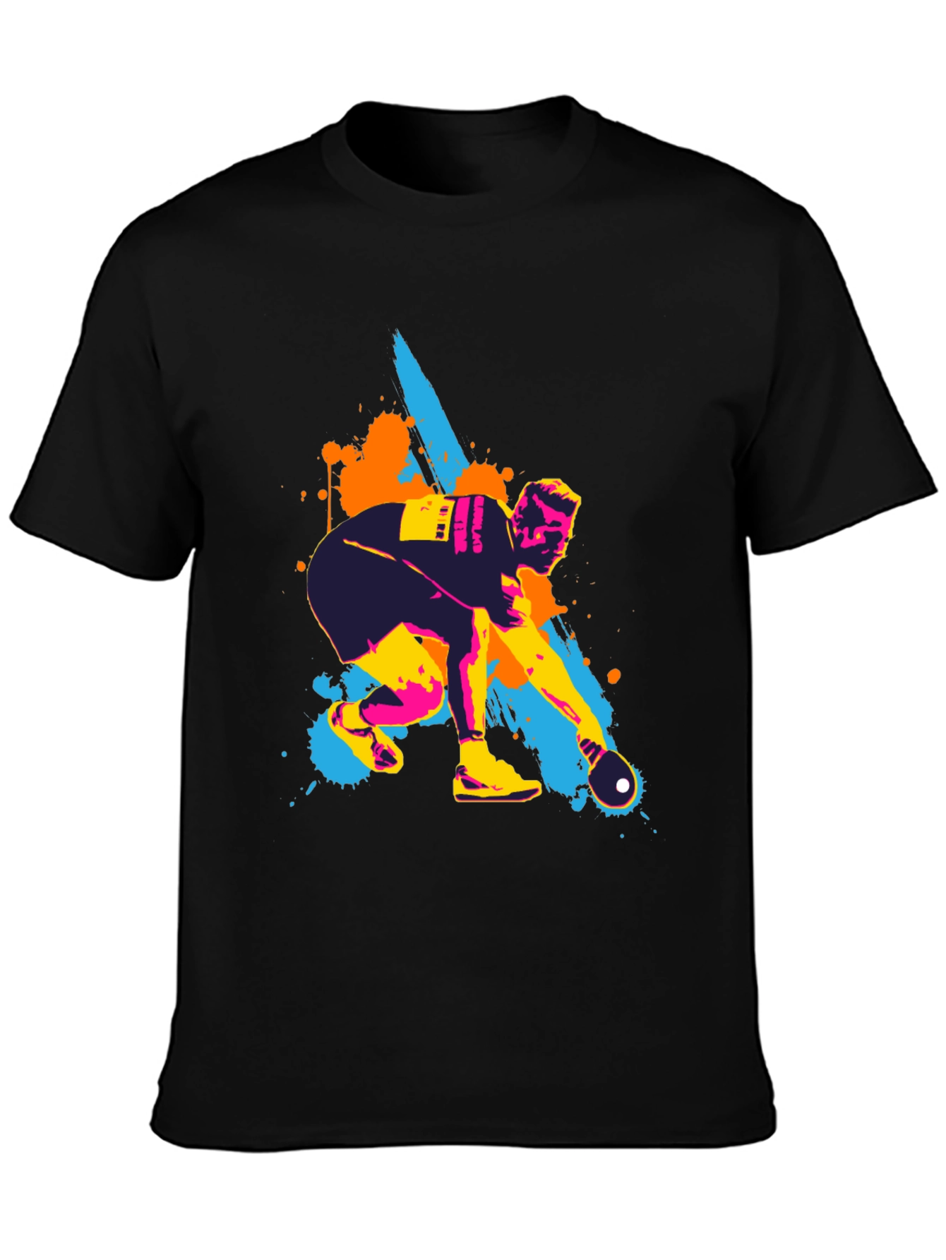 Black Artistic Bowling T-Shirt for Men view 3